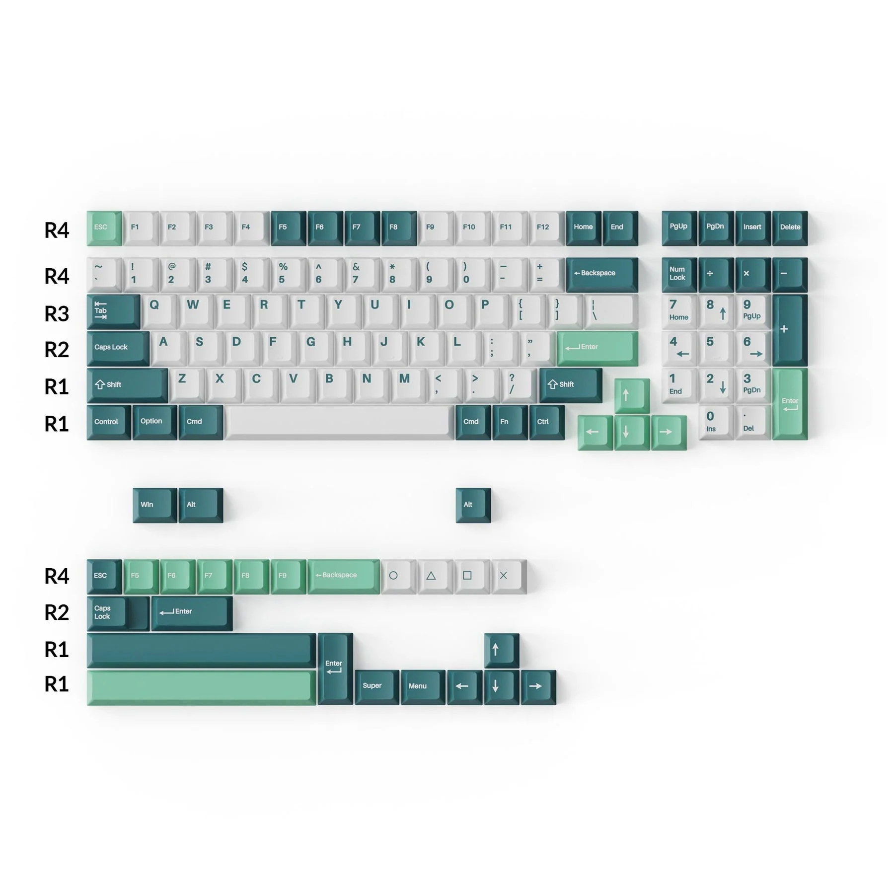 Keychron Cherry Profile Double Shot PBT Full Set Keycaps - White Mint (PBT-13) - Image 5