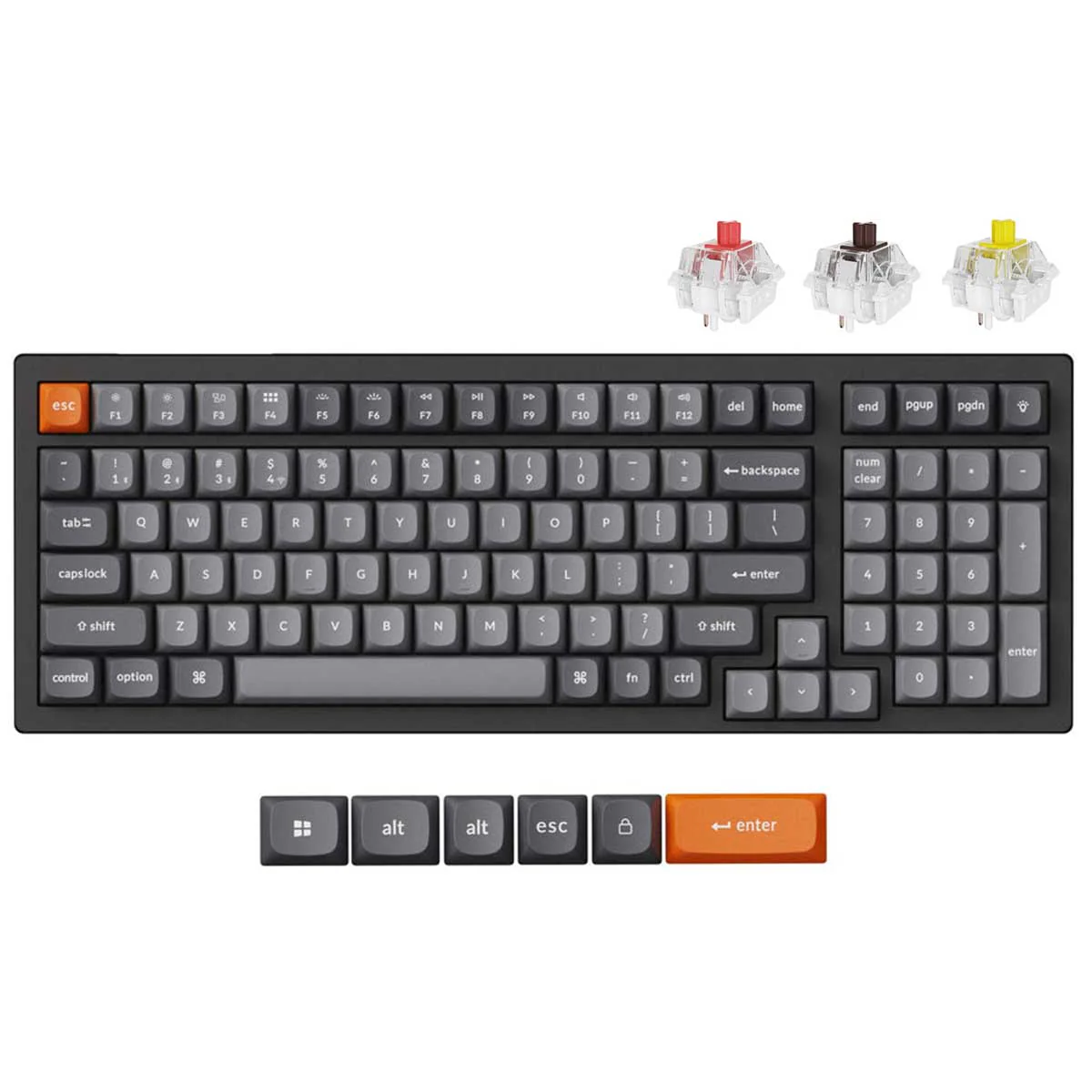 Keychron K4 Max QMK Fully Assembled Hot-Swappable RGB Backlight 96% Wireless Mechanical Keyboard - Black (Super Red Switch, uper Brown Switch, Super Banana Switch) (K4M-H1, K4M-H3, K4M-H4)