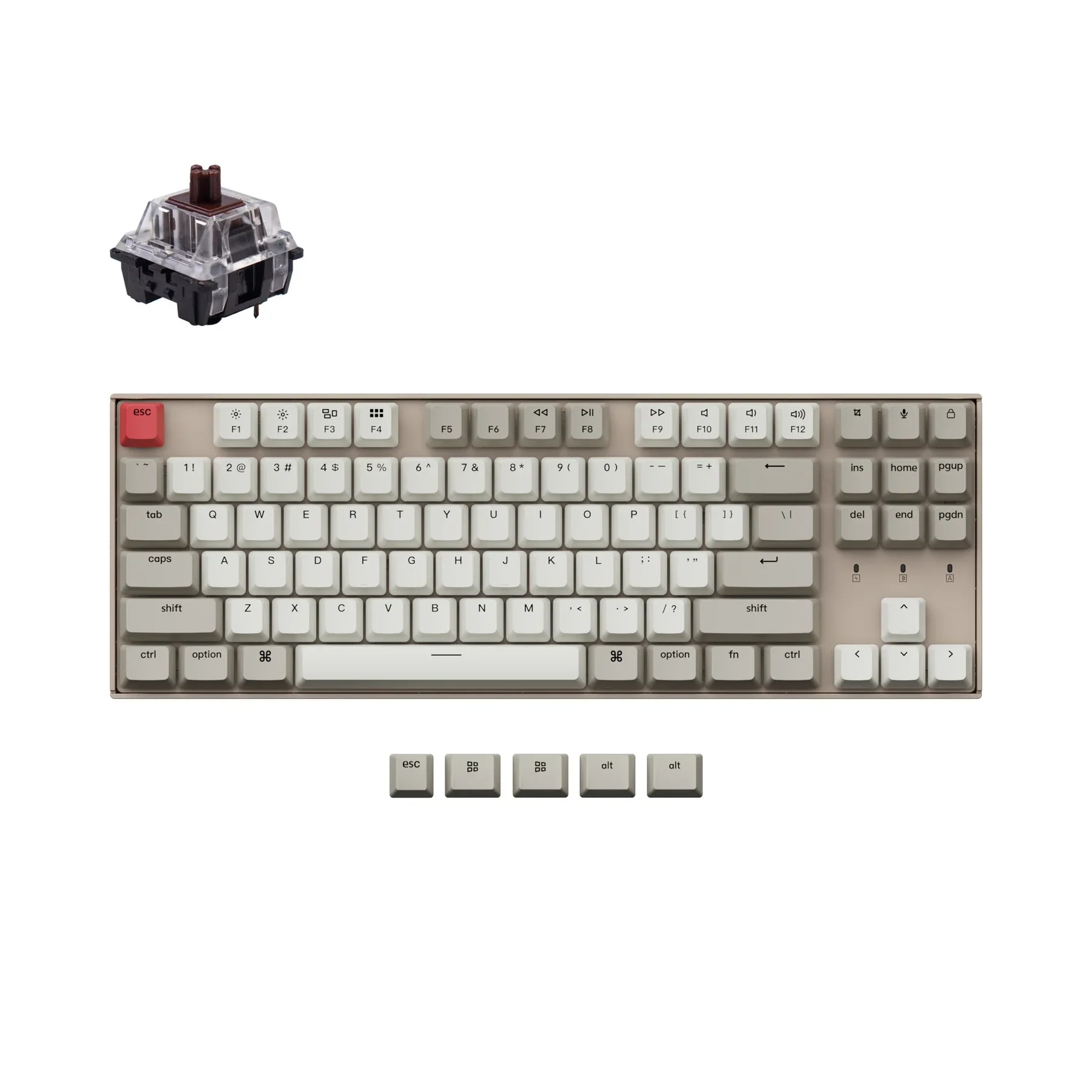 Keychron K8 Non-Backlight Hot-Swappable Tenkeyless Wireless Mechanical Keyboard (Brown Switch) (K8K3)