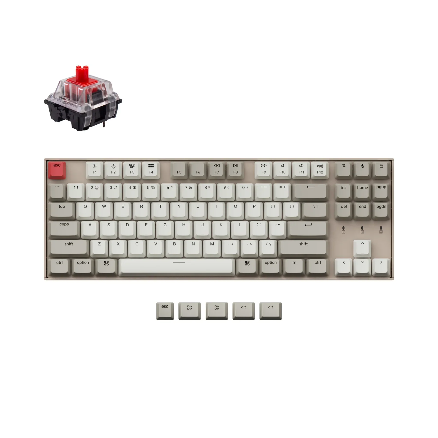 Keychron K8 Non-Backlight Hot-Swappable Tenkeyless Wireless Mechanical Keyboard (Red Switch) (K8K1)