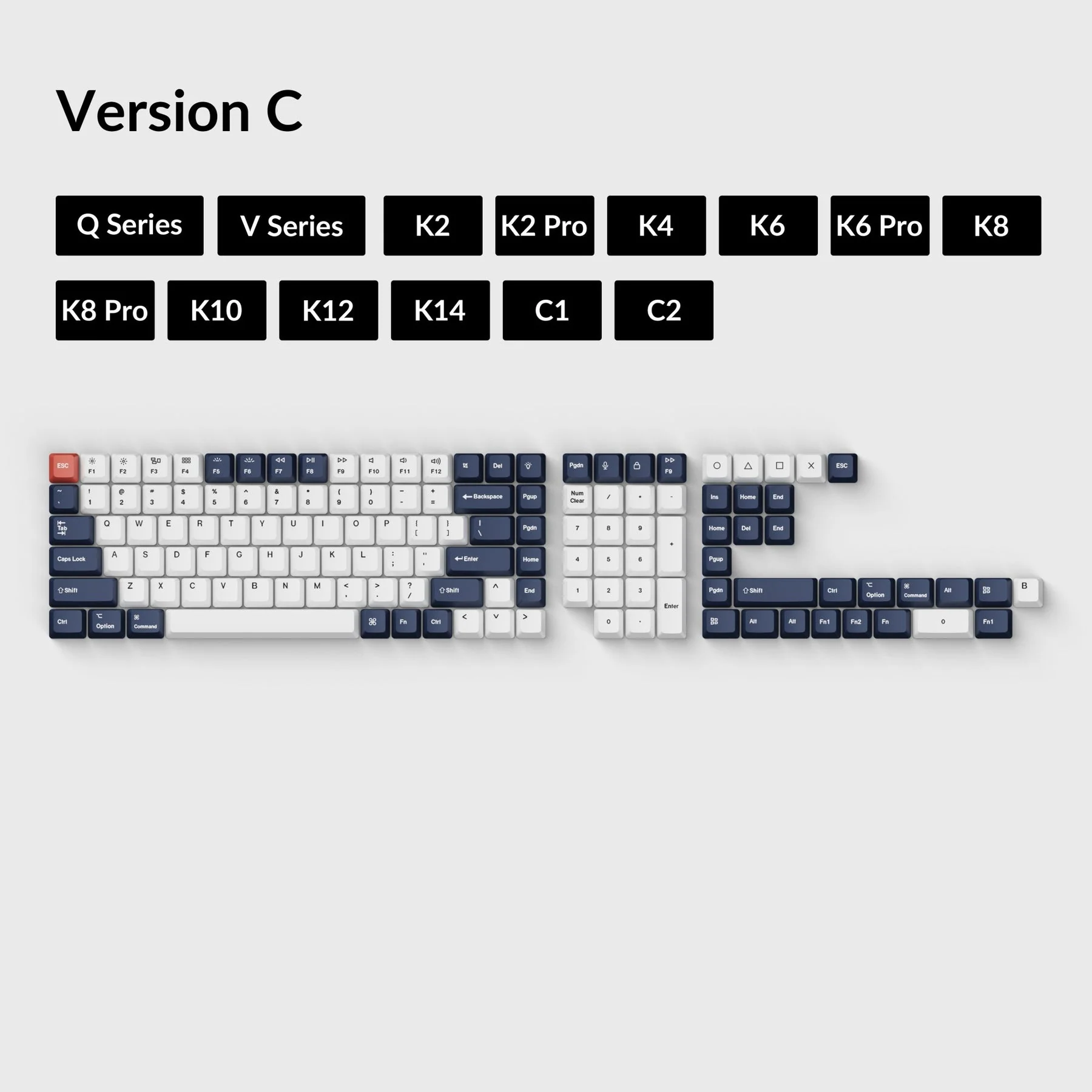 Keychron OEM Dye-Sub PBT Keycap Full Set - Bluish Black White (T6) - Image 2