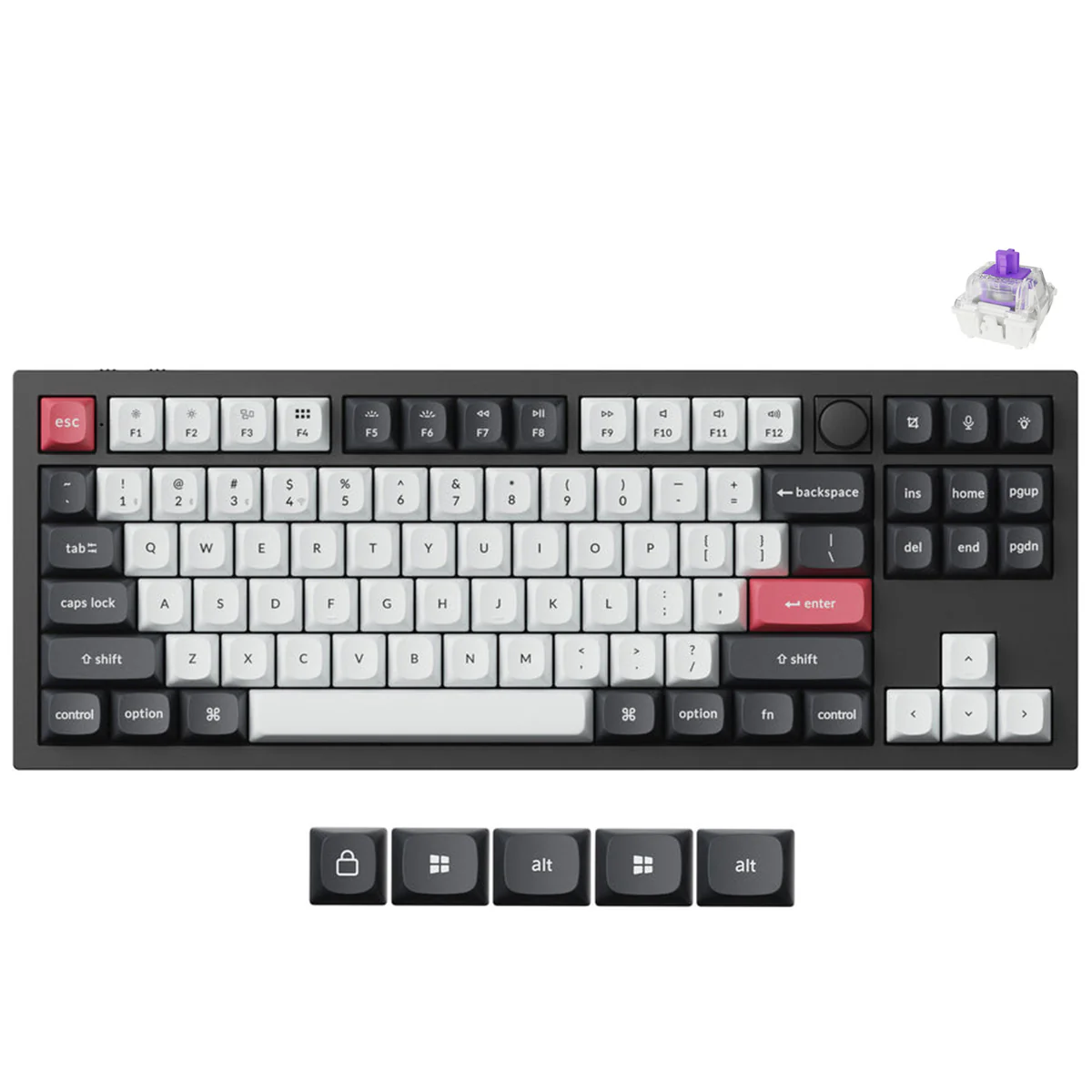 Keychron Q3 HE QMK TKL Fully Assembled Knob RGB Backlight Hot-Swappable Wireless Magnetic Switch Keyboard - Carbon Black (Gateron Double-Rail Magnetic Nebula Switch) (Q3H-M1) - Image 2