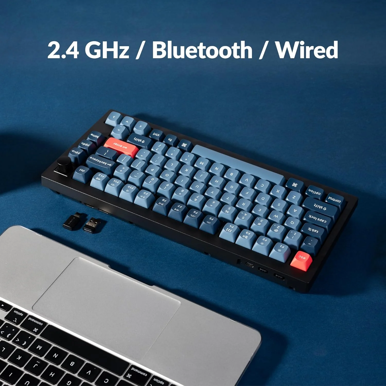 Keychron V1 Max QMK/VIA Fully-Assembled with Knob Hot-Swappable RGB Backlight 75% Wireless Custom Mechanical Keyboard - Carbon Black (Gateron Jupiter Banana Switch, Gateron Jupiter Brown Switch) (V1M-D4, V1M-D3) - Image 8