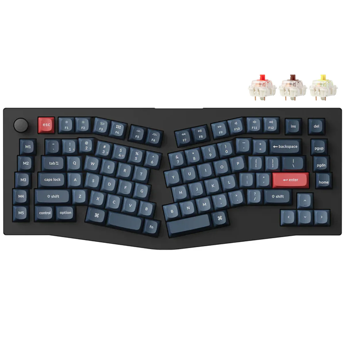 Keychron V10 Max QMK/VIA 75% Alice Fully Assembled Knob RGB Backlight Hot-Swappable Wireless Custom Mechanical Keyboard - Carbon Black (Gateron Jupiter Red Switch, Gateron Jupiter Brown Switch, Gateron Jupiter Banana Switch (V10M-D1, V10M-D3, V10M-D4)