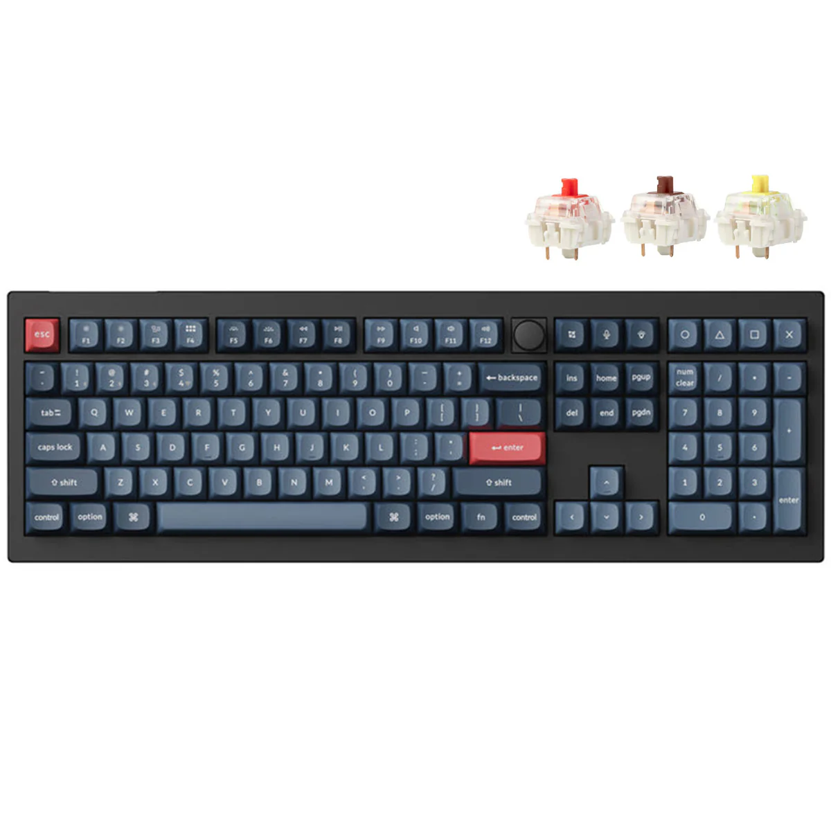 Keychron V6 Max QMK/Via Fully Assembled With Knob RGB Backlit Hot-Swappable Full Size Wireless Custom Mechanical Keyboard - Carbon Black (Gateron Jupited Red Switch, Gateron Jupiter Brown Switch, Gateron Jupiter Banana Switch) (V6M-D1, V6M-D3, V6M-D4)