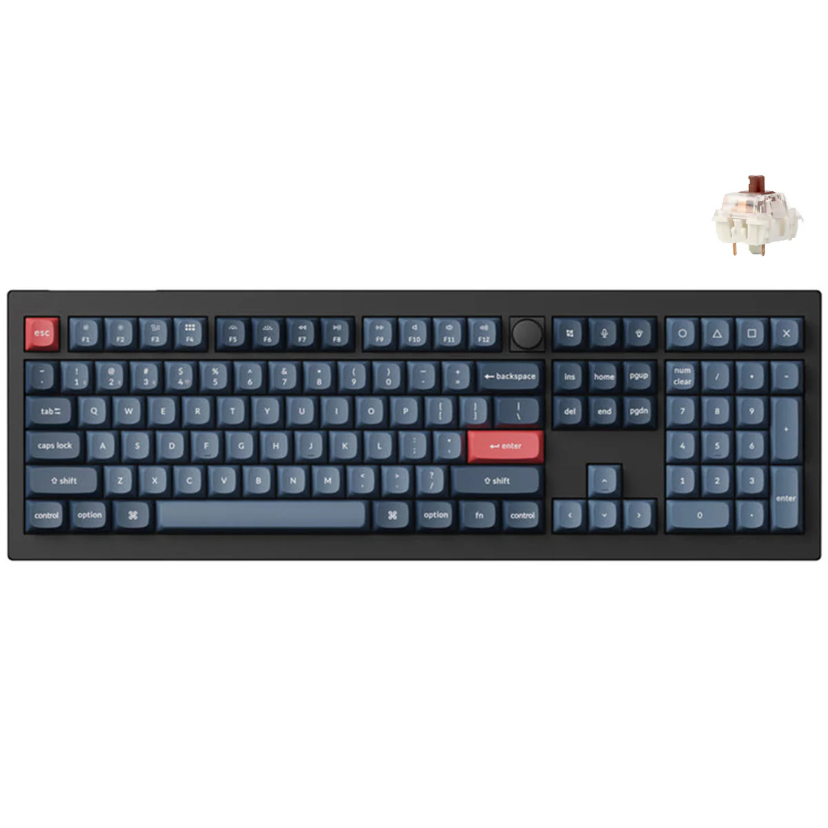 Keychron V6 Max QMK/Via Fully Assembled With Knob RGB Backlit Hot-Swappable Full Size Wireless Custom Mechanical Keyboard - Carbon Black (Gateron Jupited Red Switch, Gateron Jupiter Brown Switch, Gateron Jupiter Banana Switch) (V6M-D1, V6M-D3, V6M-D4) - Image 7