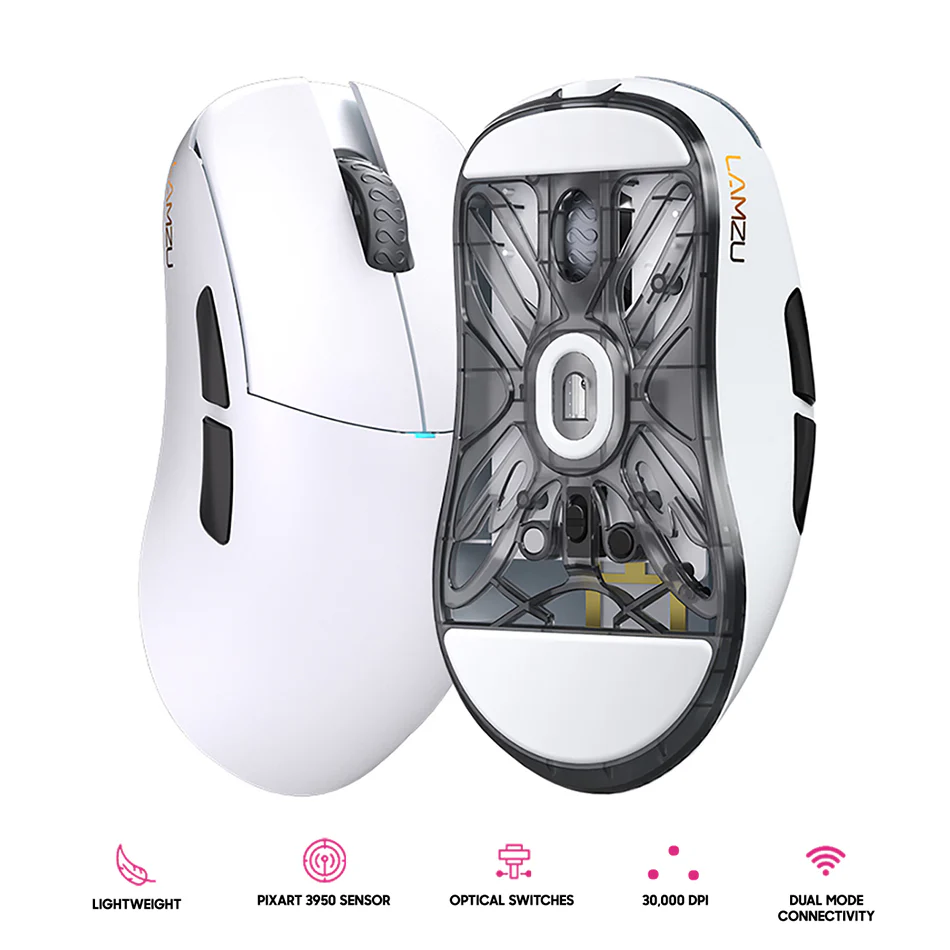 Lamzu Atlantis Mini Champion Edition Superlight Wireless Mouse (Light Pink, Panda White, Red) - Image 7