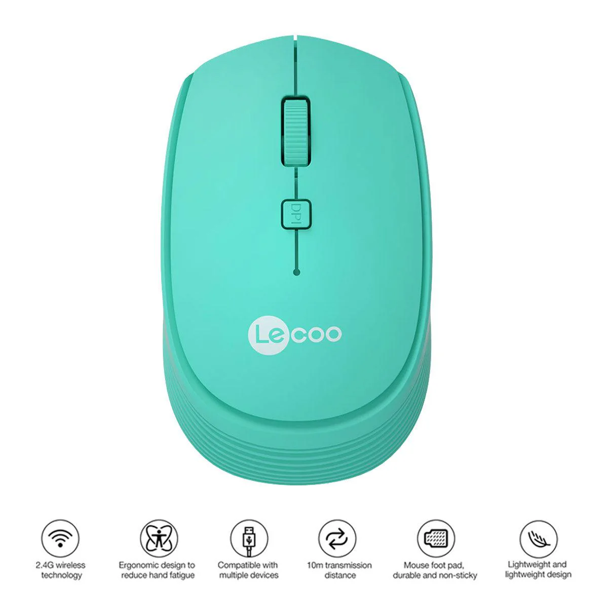 Lenovo Lecoo WS202 2.4G Wireless Mouse (Cyan)