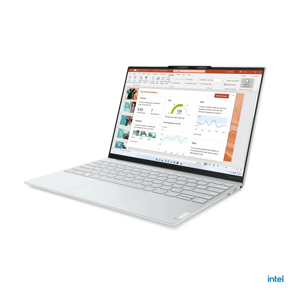 Lenovo Yoga Slim 7 Carbon 13IAP7 82U9001QPH Laptop (Moon White) | 13.3" 2.5K (2560x1600) | i5-1240P | 8GB RAM | 512GB SSD | Intel Iris Xe Graphics | Windows 11 Home | MS Office Home & Student 2021 | Yoga Sleeve - Image 3
