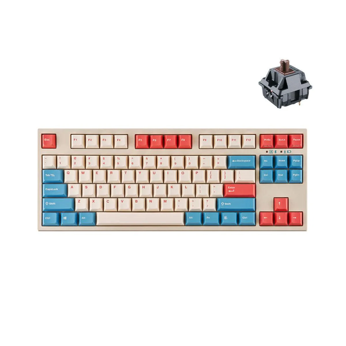 Leopold FC750RBT 87 Keys High-End Mechanical Bluetooth Keyboard (Coral Blue) (Brown Switch) (FC750RBTN/ERBPD(W))