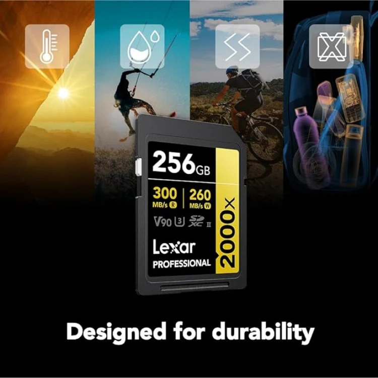 Lexar Professional 2000x 256GB SDXC UHS-II C10 U3 V90 300MB/s Read 260MB/s Write SD Card GOLD Series (LSD2000256G-BNNNG) - Image 4