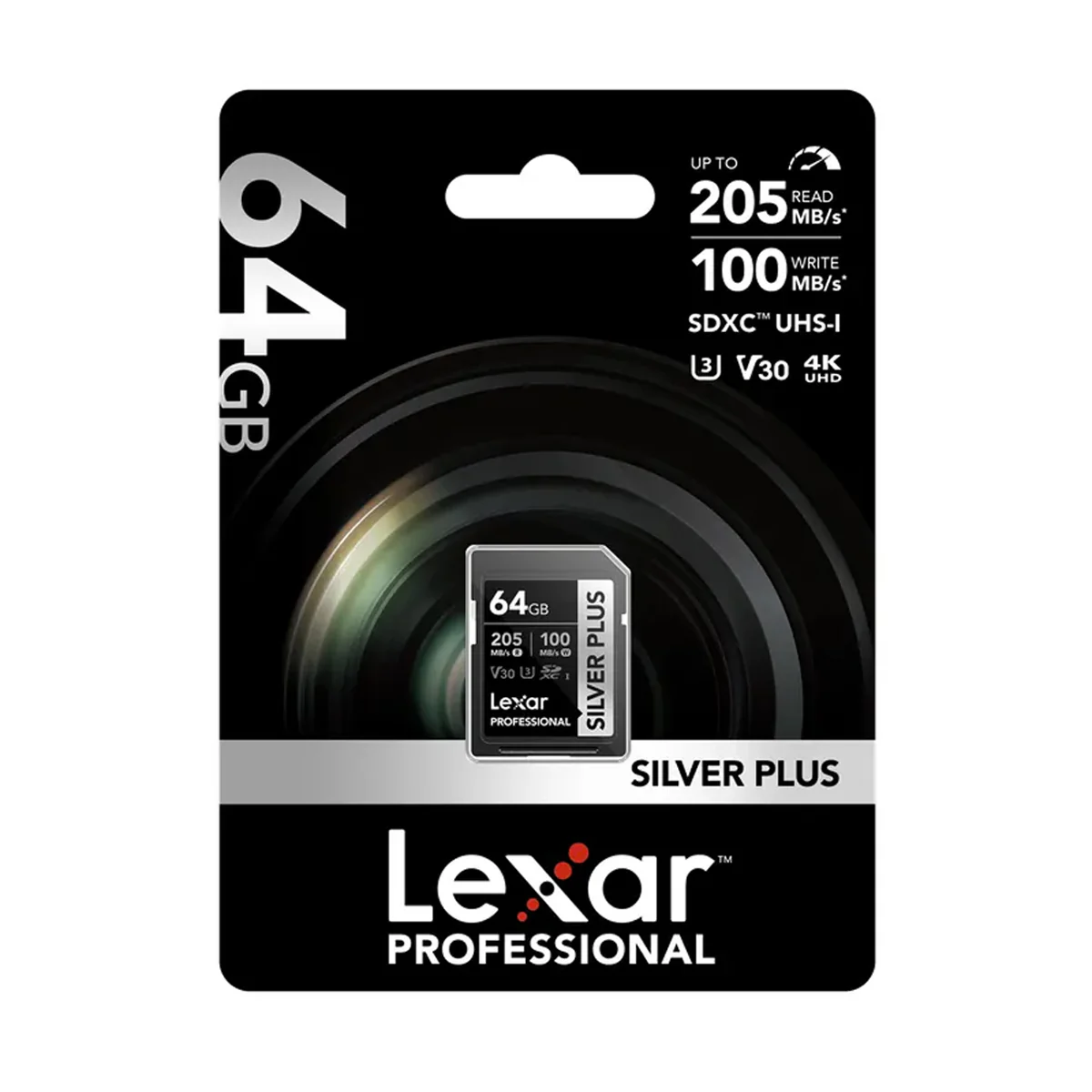 Lexar Professional SILVER PLUS 64GB SDXC UHS-I C10 U3 V30 205MB/s Read 100MB/s Write SD Card (LSDSIPL064G-BNNNG) - Image 3