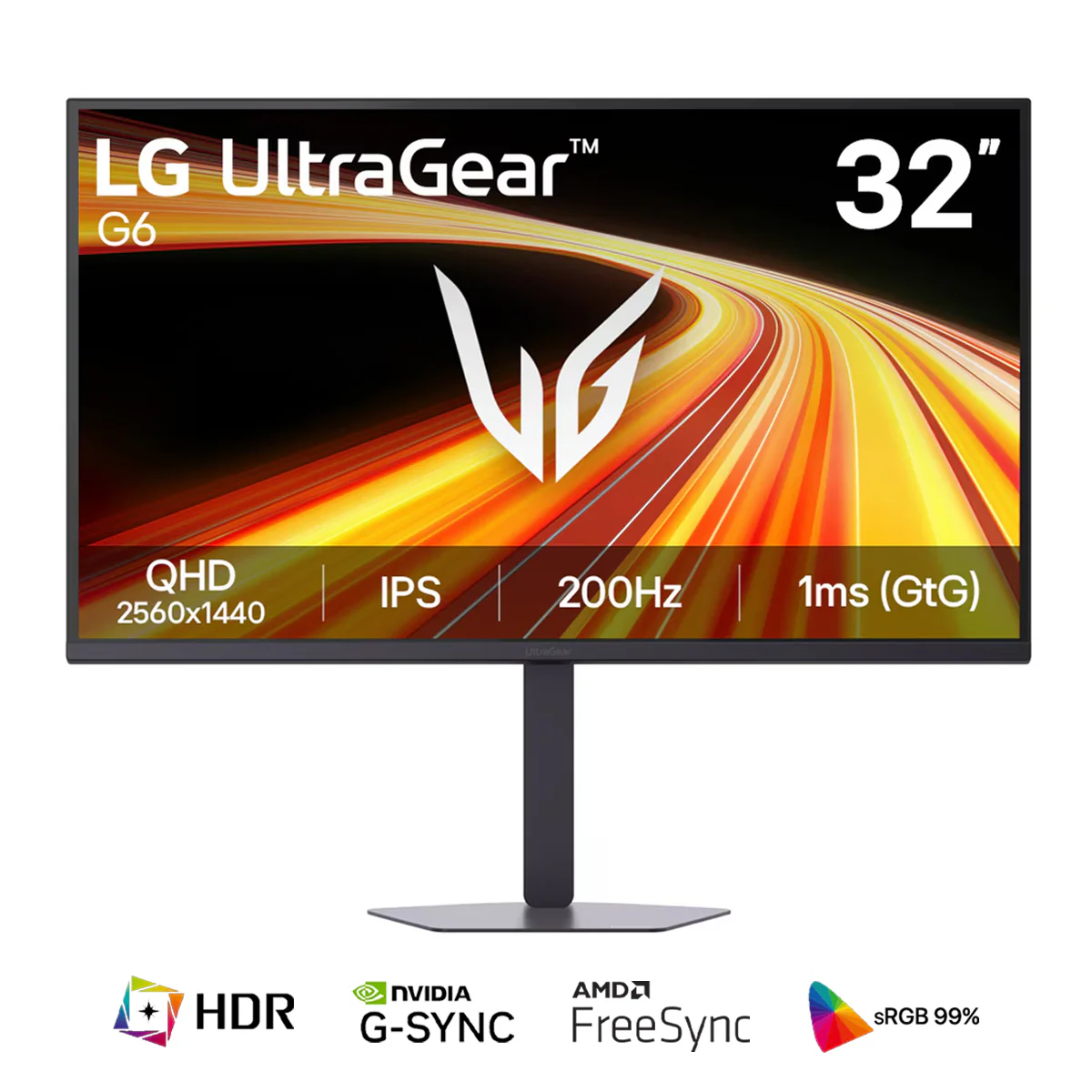 LG UltraGear G6 32G620B-B 32" QHD (2560x1440) 200Hz 1ms GTG IPS Gaming Monitor with Tilt/ Height/ Pivot/ Swivel Adjustment