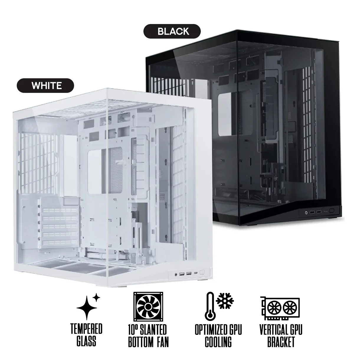 Lian Li O11 Dynamic Mini V2 Flow ATX / Micro-ATX / Mini-ITX PC Case (Black, White)