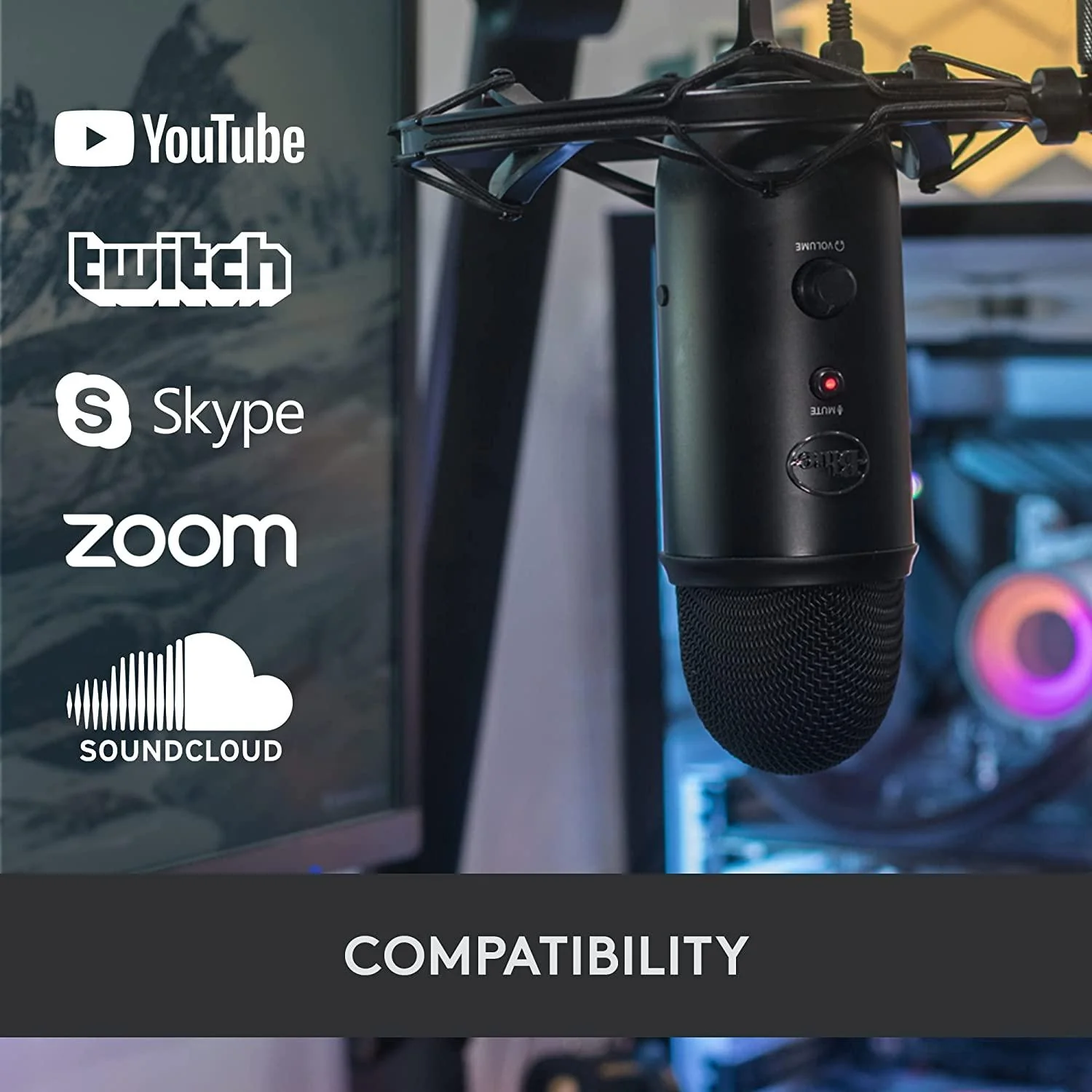 Logitech Blue Yeti Premium Multi-Pattern USB Microphone For Recording/ Streaming/ Podcasting/ Gaming (Blackout) - Image 3