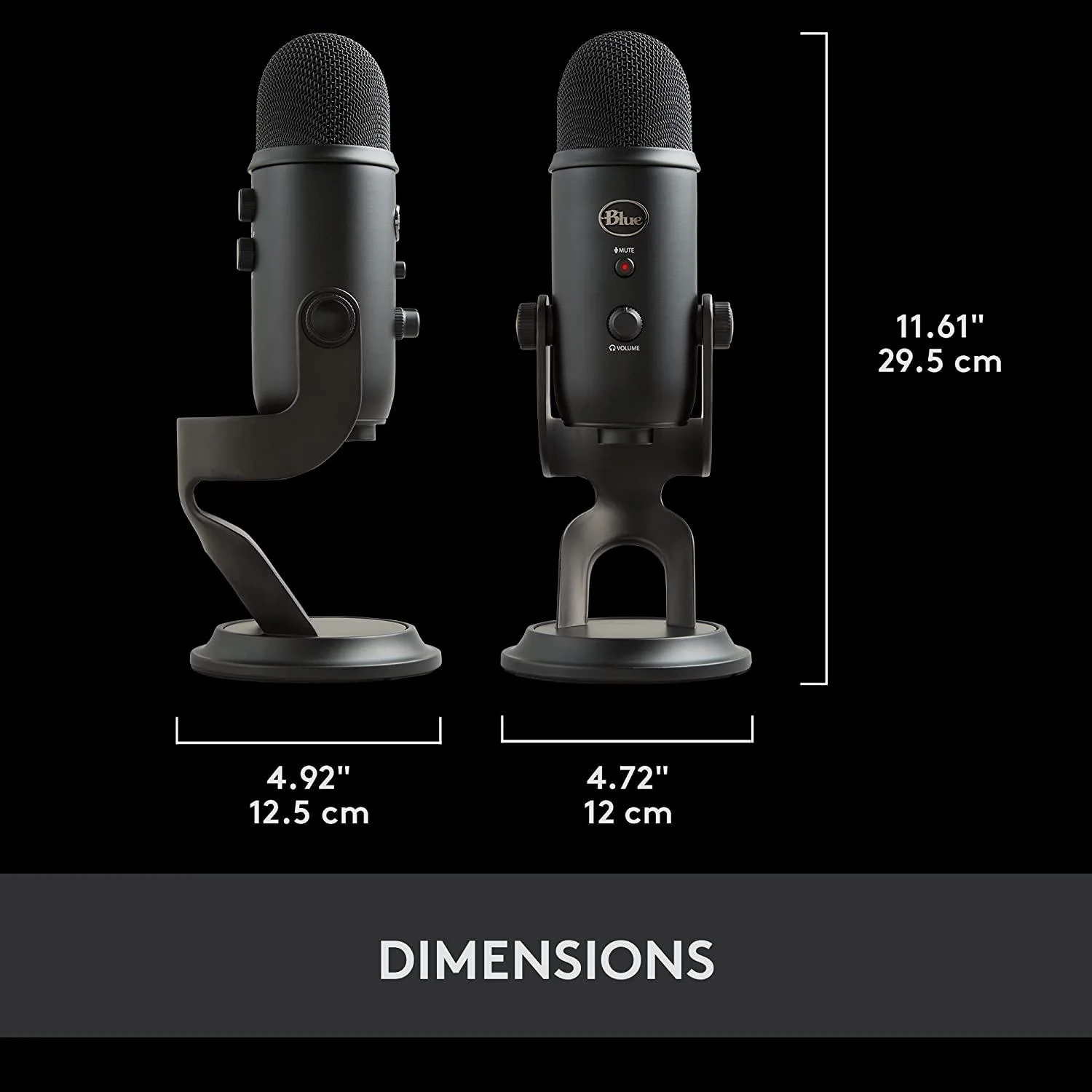 Logitech Blue Yeti Premium Multi-Pattern USB Microphone For Recording/ Streaming/ Podcasting/ Gaming (Blackout) - Image 4