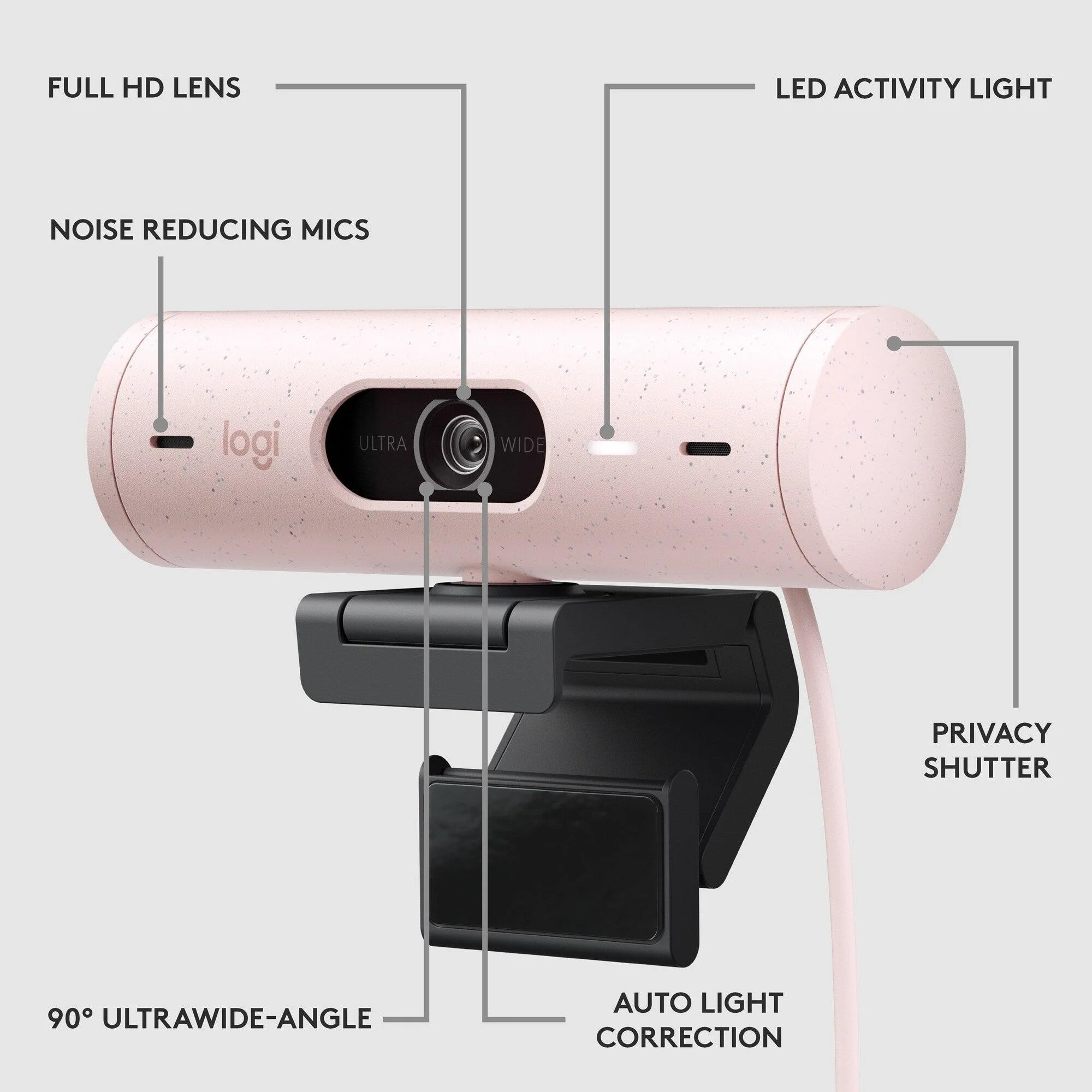 Logitech Brio 500 Full HD Webcam With HDR (Rose) - Image 6