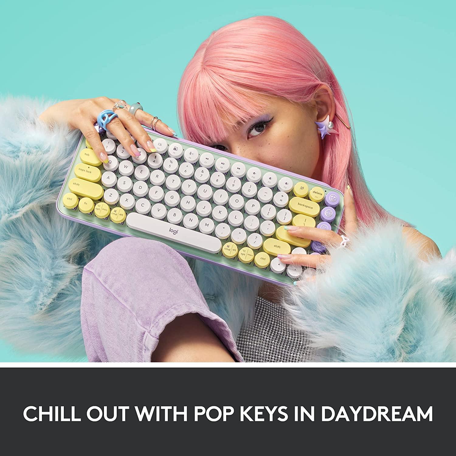 Logitech Pop Keys Wireless Mechanical Keyboard With Customizable Emoji Keys (Daydream Mint) - Image 4