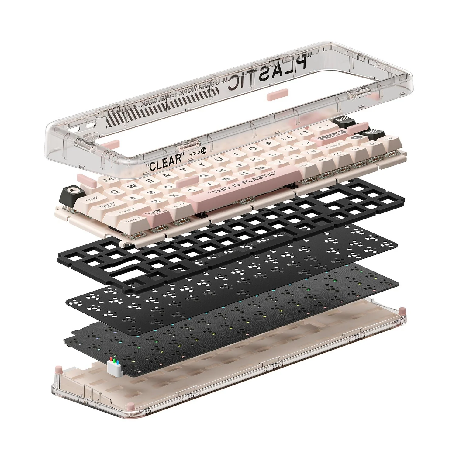 MelGeek MOJO68 See-Through Custom & Programmable Mechanical Keyboard (Christian) (Kailh Box Plastic) - Image 5