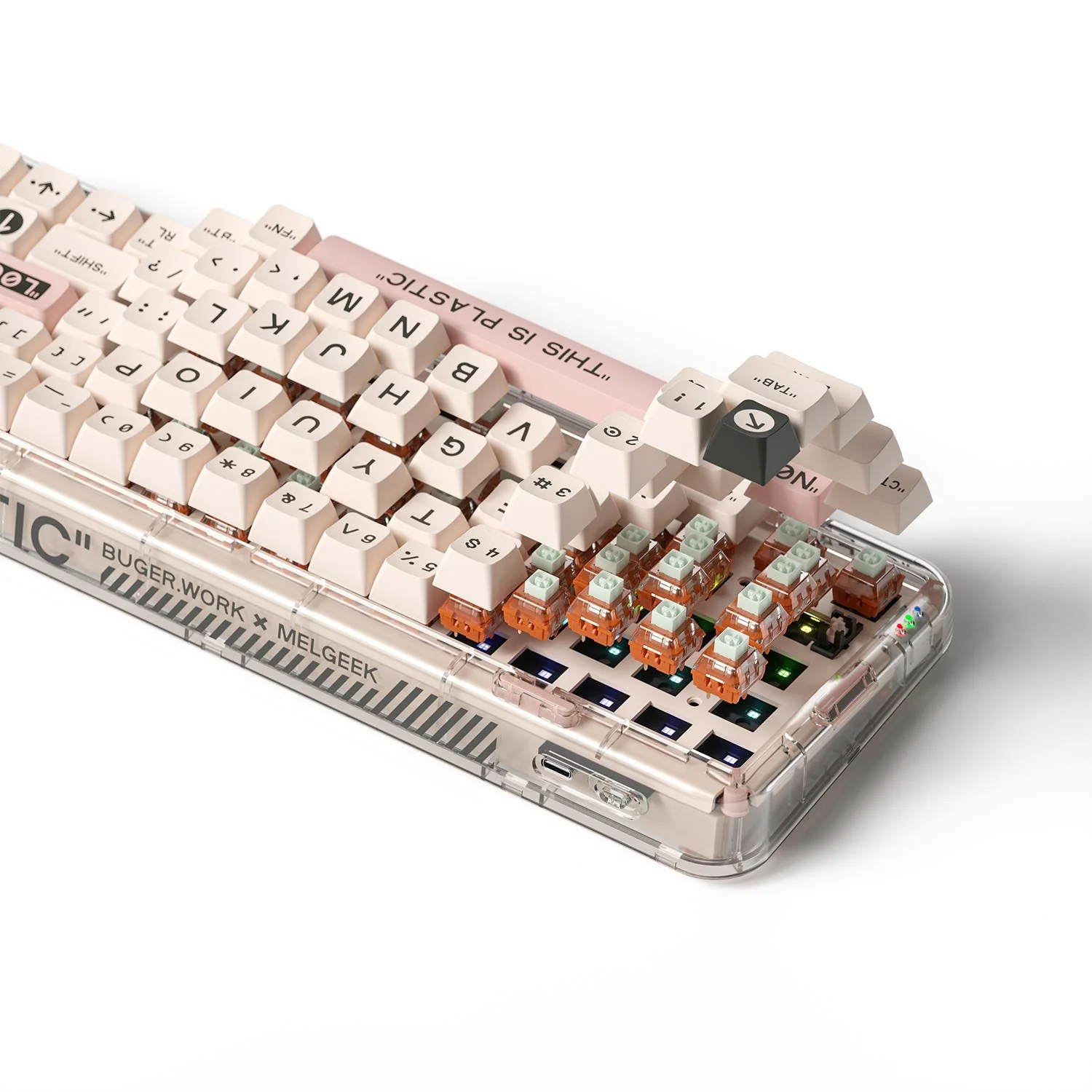 MelGeek MOJO68 See-Through Custom & Programmable Mechanical Keyboard (Christian) (Kailh Box Plastic) - Image 6