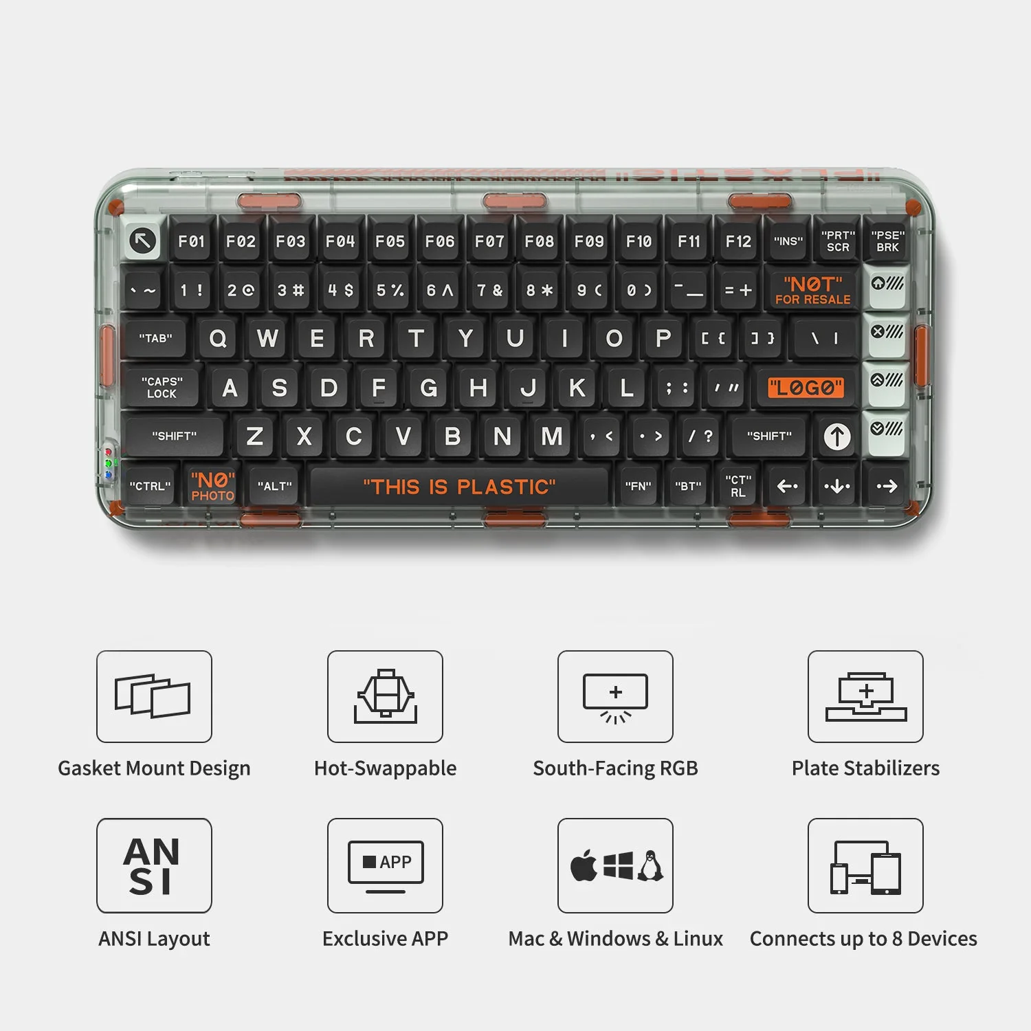 MelGeek MOJO84 Plastic Advance See-Through Custom Programmable Mechanical Keyboard (Kailh Box Brown) - Image 7