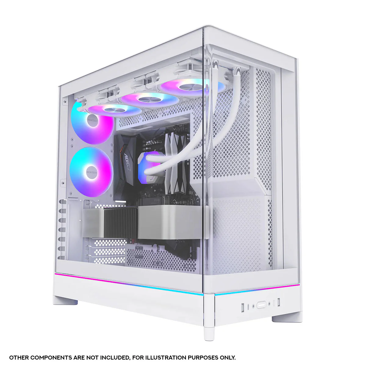 Montech HS02 Pro ATX Mid-Tower Curved Glass Front & TG Side Panel PC Case (Black, White) - Image 10