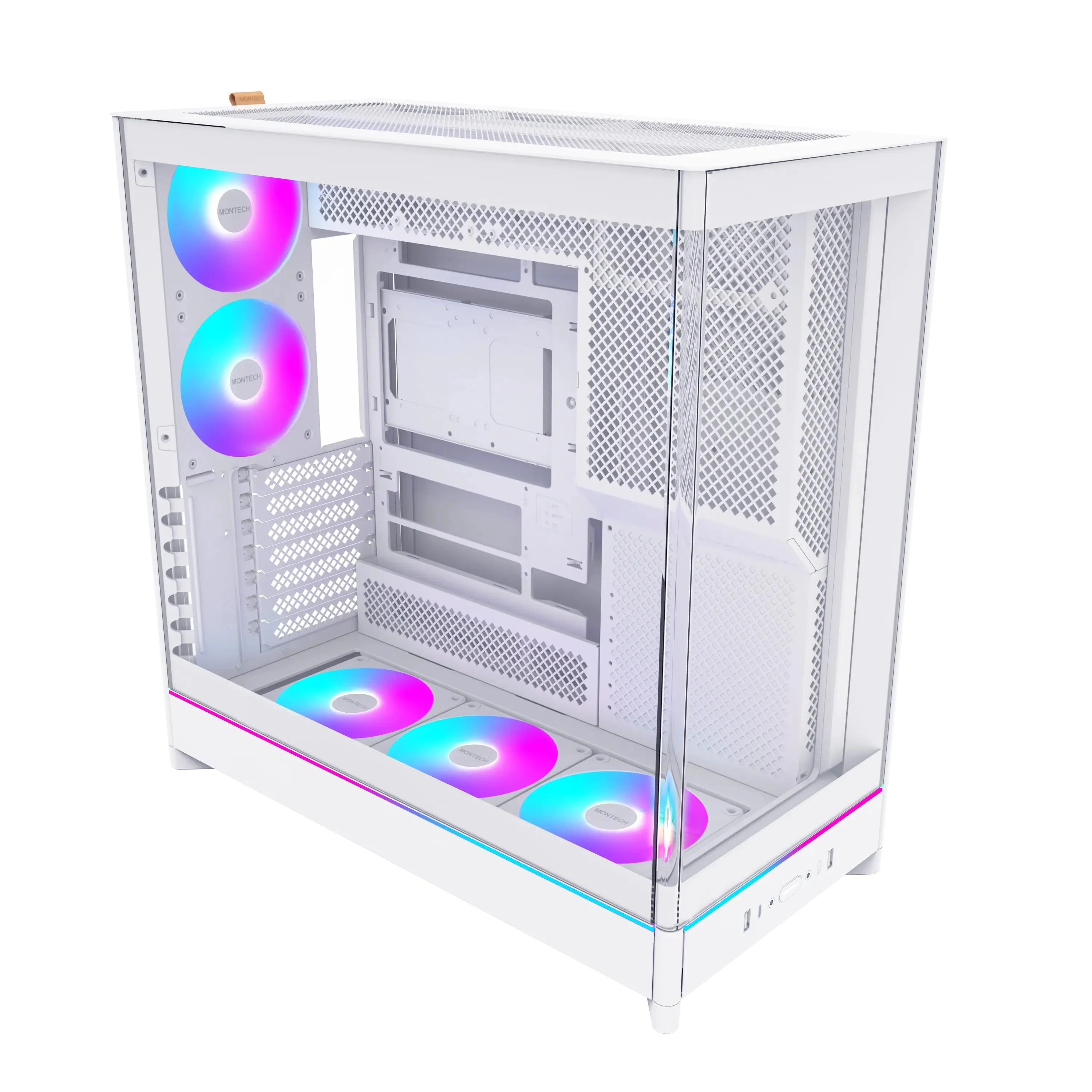 Montech HS02 Pro ATX Mid-Tower Curved Glass Front & TG Side Panel PC Case (Black, White) - Image 11