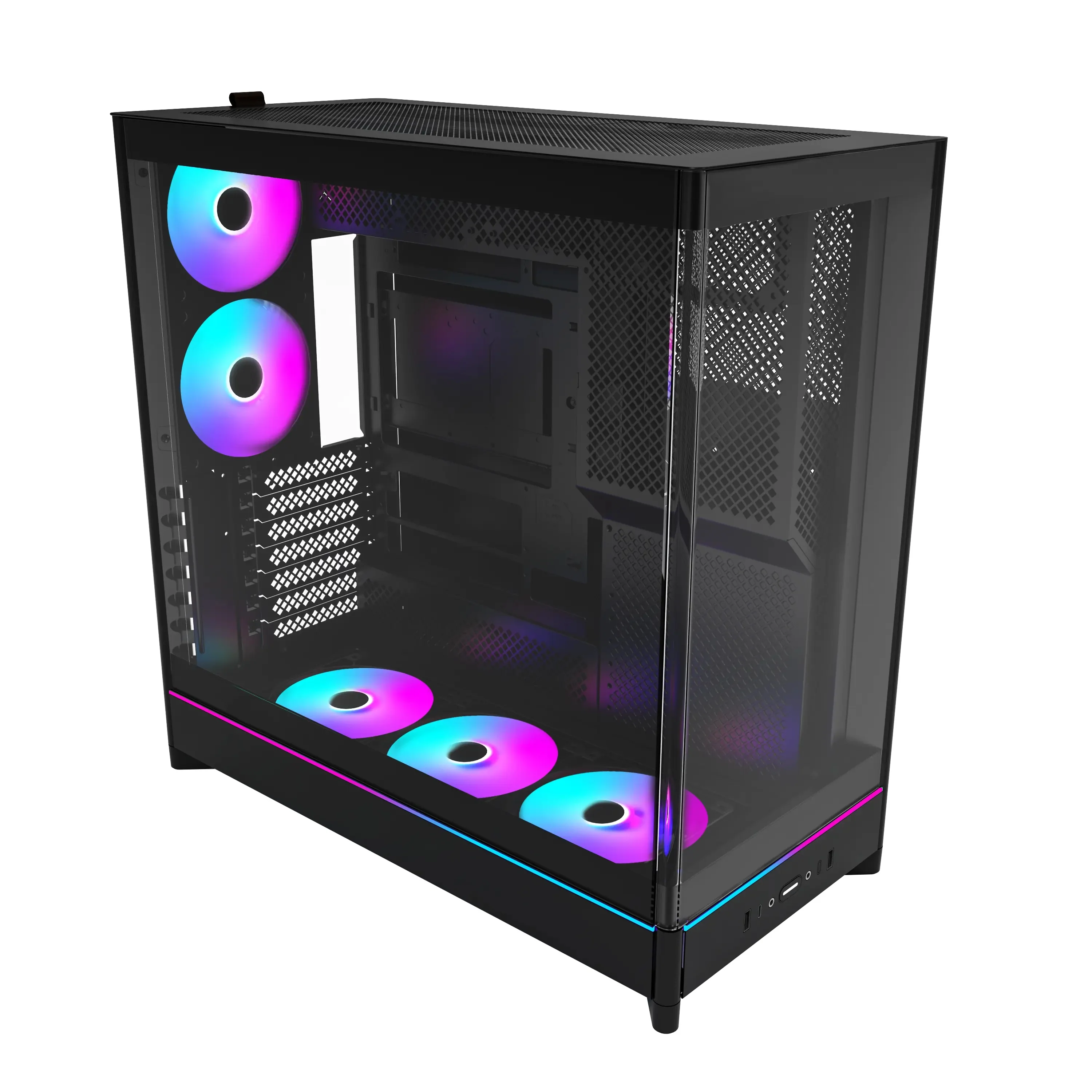 Montech HS02 Pro ATX Mid-Tower Curved Glass Front & TG Side Panel PC Case (Black, White) - Image 3