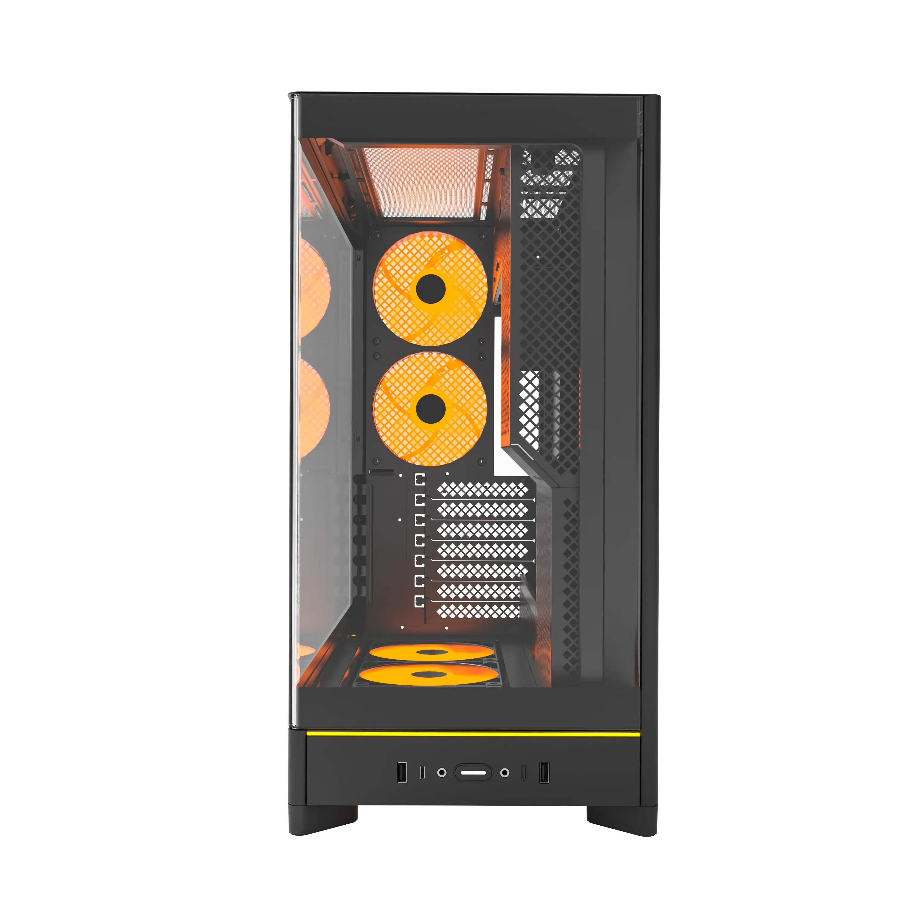Montech HS02 Pro ATX Mid-Tower Curved Glass Front & TG Side Panel PC Case (Black, White) - Image 8