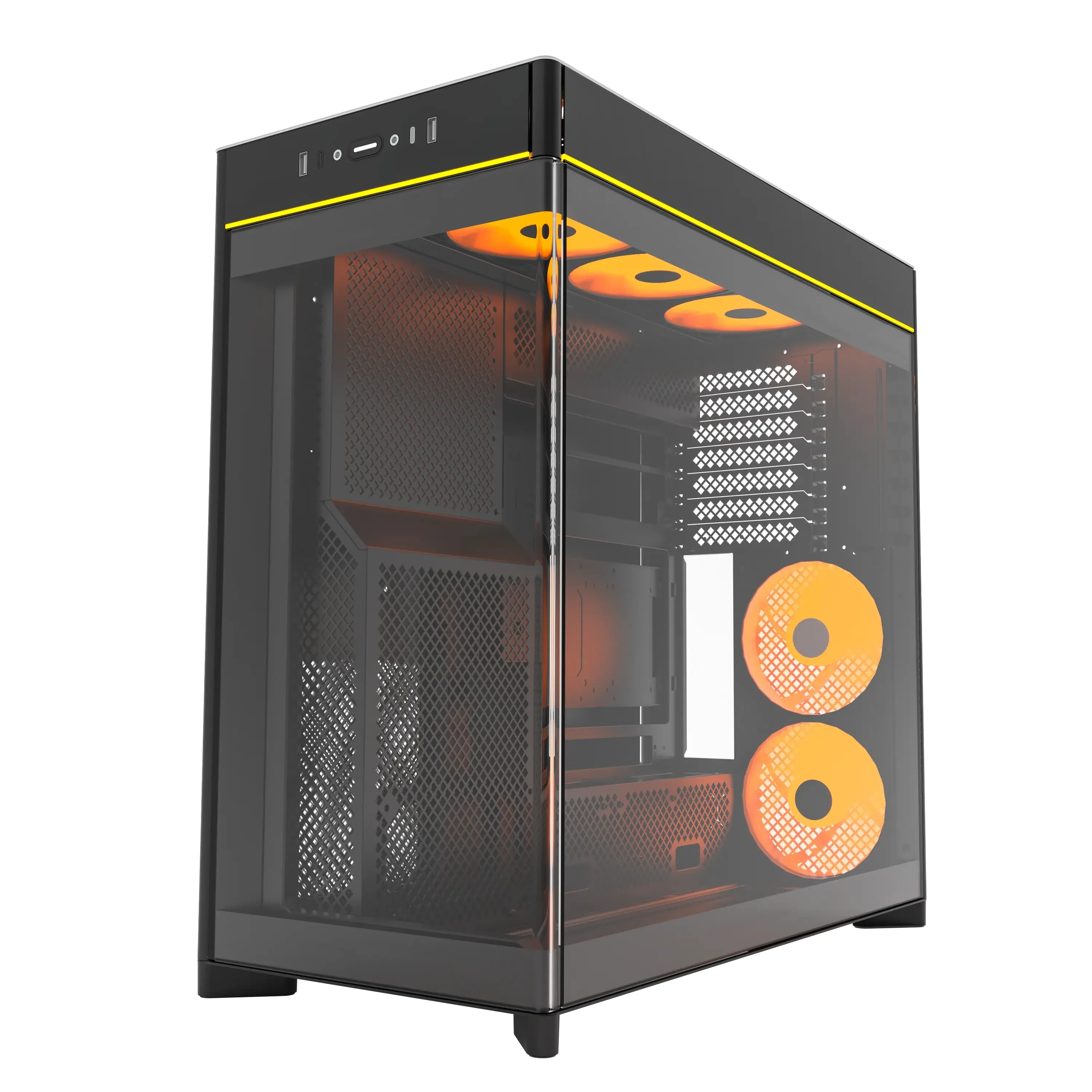 Montech HS02 Pro ATX Mid-Tower Curved Glass Front & TG Side Panel PC Case (Black, White) - Image 9