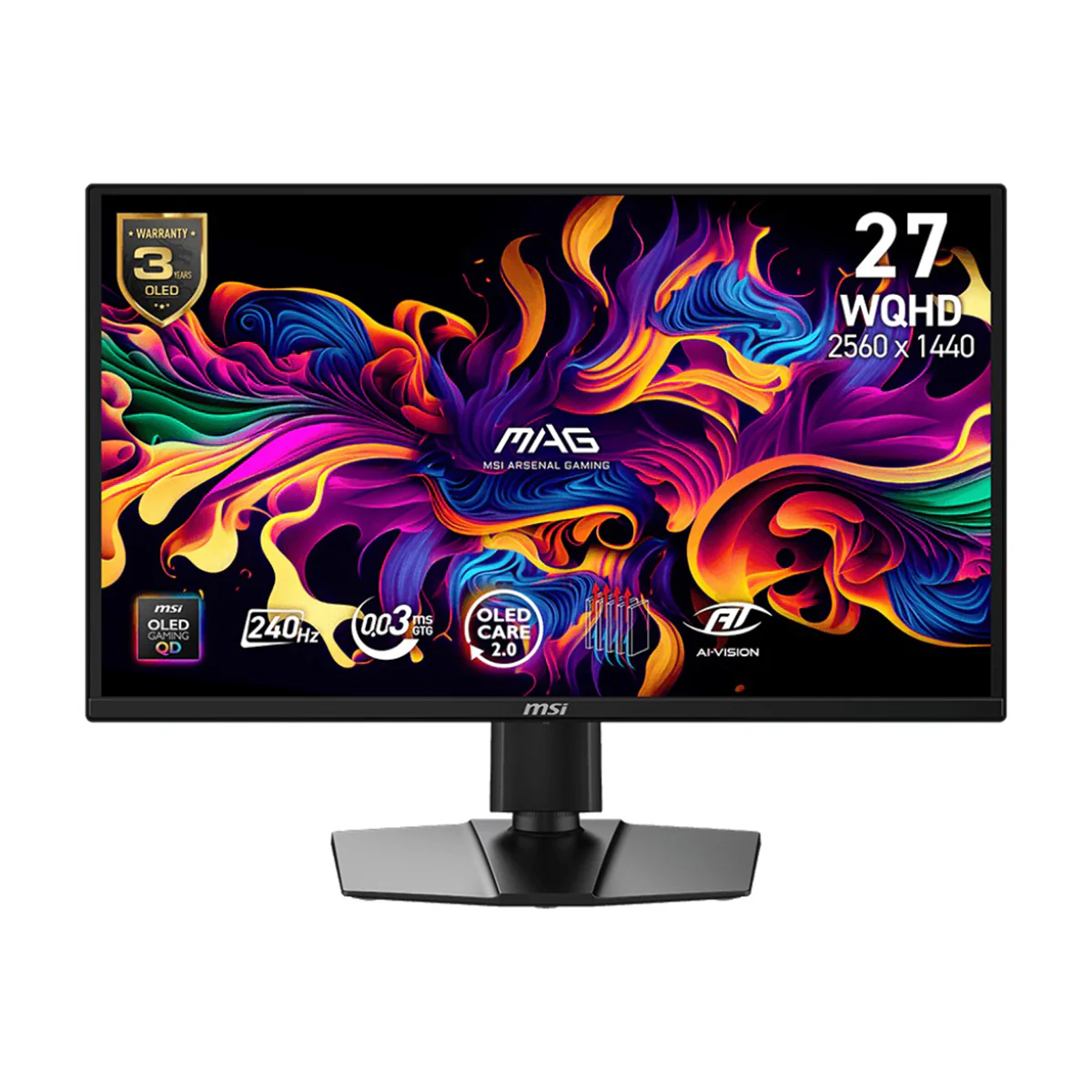 MSI MAG 272QP QD-OLED X24 26.5" WQHD (2560x1440) 240Hz 0.03ms GTG Adaptive-Sync Gaming Monitor with Tilt & Swivel Adjustment - Image 2