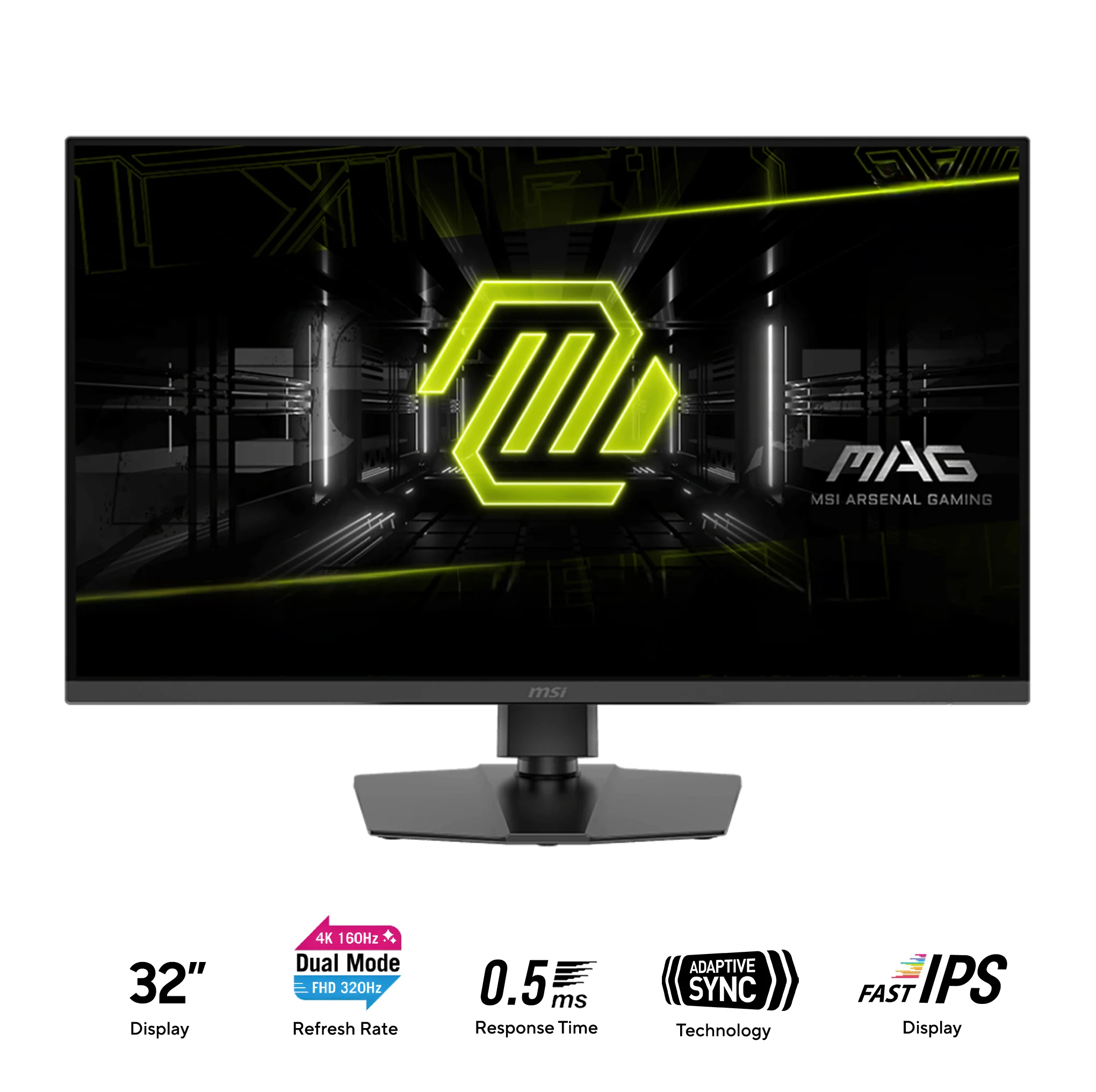 MSI MAG 322URDF E16 32" Dual Mode (4K 160Hz or FHD 320Hz) 0.5ms GTG Fast IPS Gaming Monitor with Tilt/ Swivel/ Pivot/ Height Adjustment