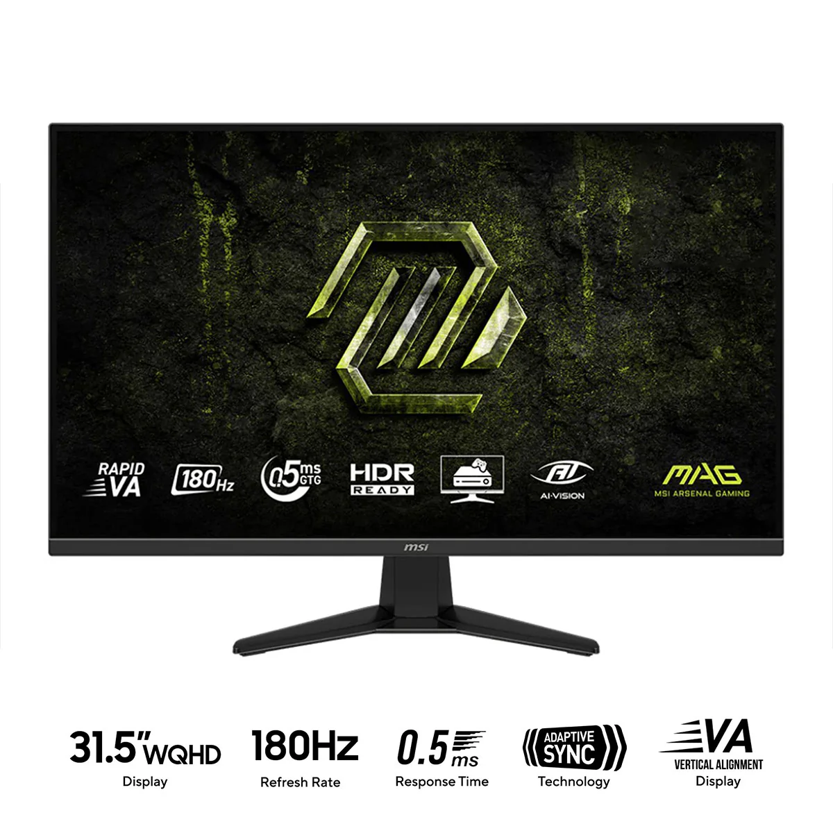 MSI MAG 325QF E18V 31.5" WQHD (2560x1440) 180Hz 0.5ms GTG Rapid VA Gaming Monitor with Tilt Adjustment