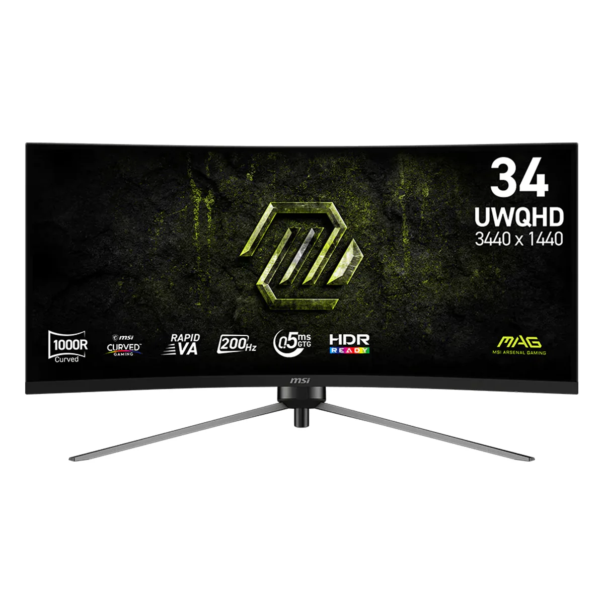 MSI MAG 345CQRF E20 34" UWQHD (3440x1440) 200Hz 0.5ms GTG Rapid VA Curved Gaming Monitor with Tilt/ Height/ Swivel/ Pivot Adjustment - Image 2