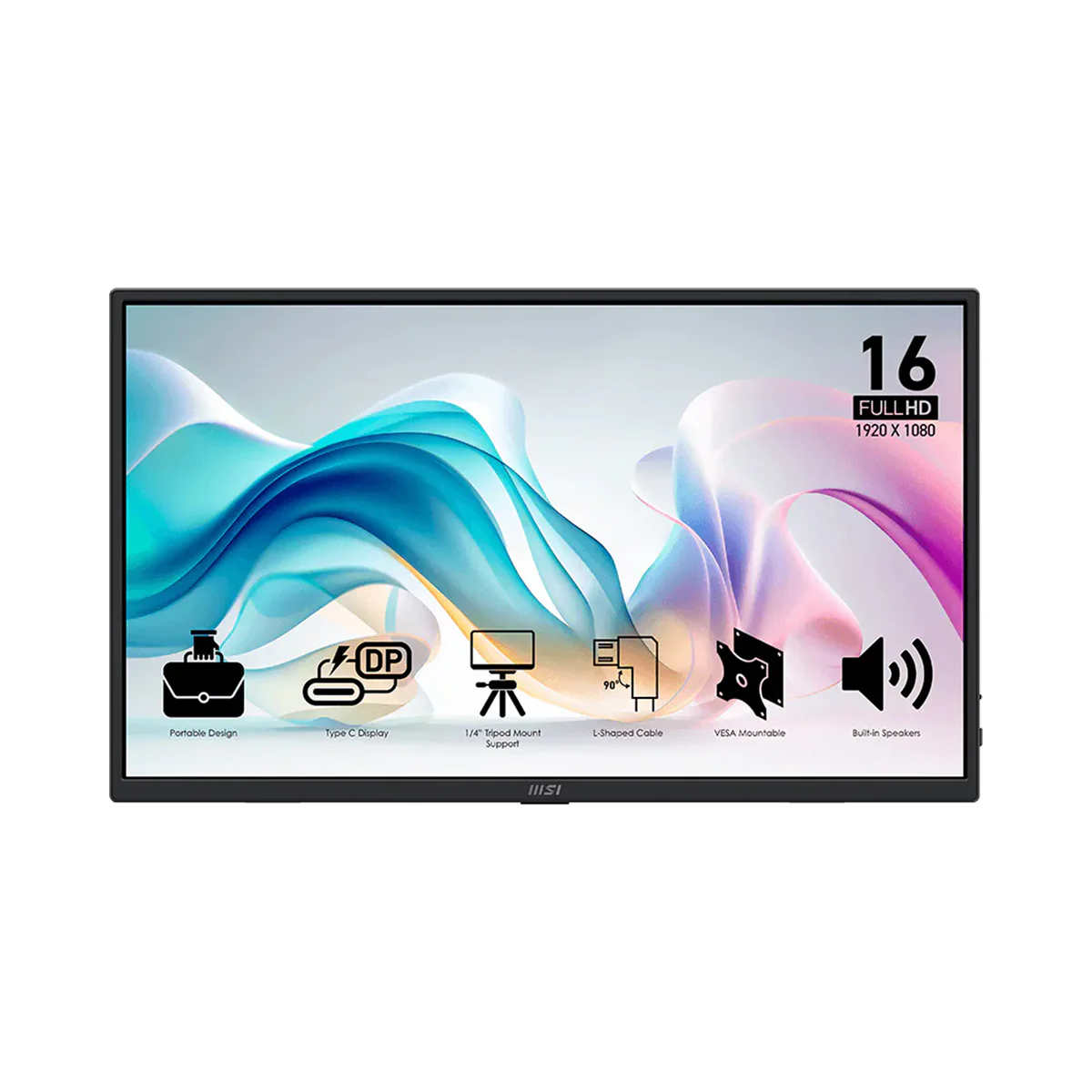MSI Pro MP165 E6 15.6" FHD (1920x1080) 60Hz 4ms GTG IPS Portable & Ultra-slim Business Monitor with Tilt Adjustment (Black) - Image 8