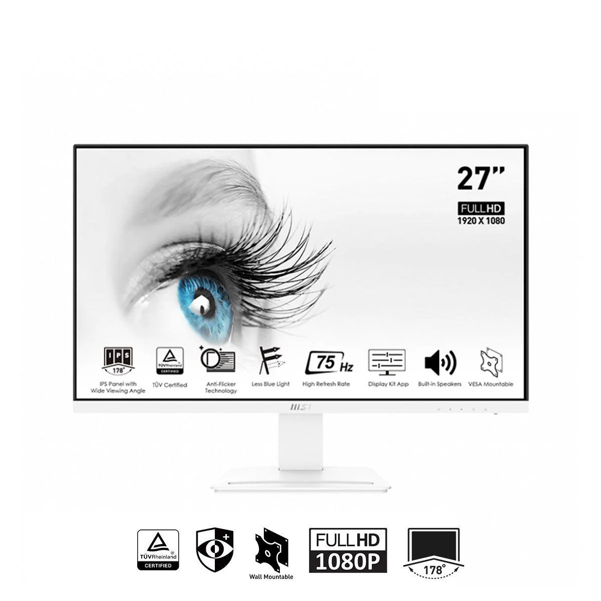 MSI PRO MP273W 27-inch FHD Business & Productivity Monitor (White)