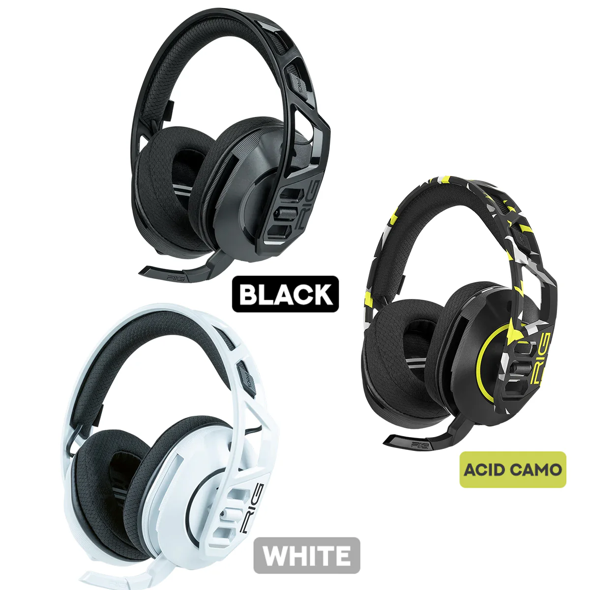 Nacon RIG 600 Pro HS Wireless Gaming Headset For PS5/PS4/Switch/PC/Tablet/ Phone (Black, White, Acid Camo)