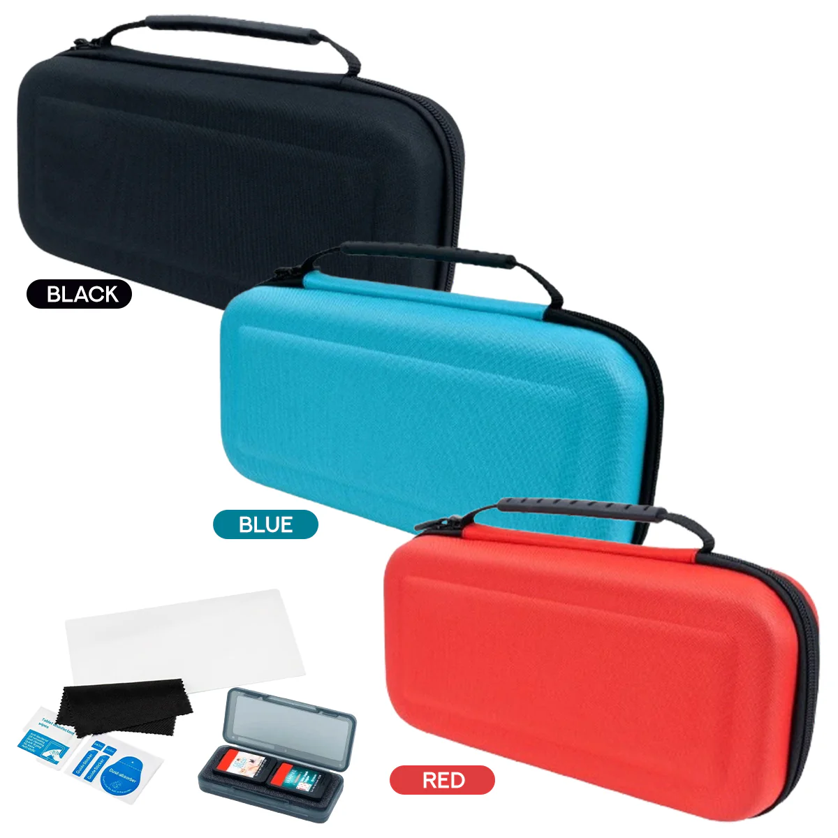 Nacon Starter Pack Includes Rigid Pouch + Screen Protector + Practical Foldable Card Case for Nintendo Switch 2 (Black, Blue, Red) - Image 16