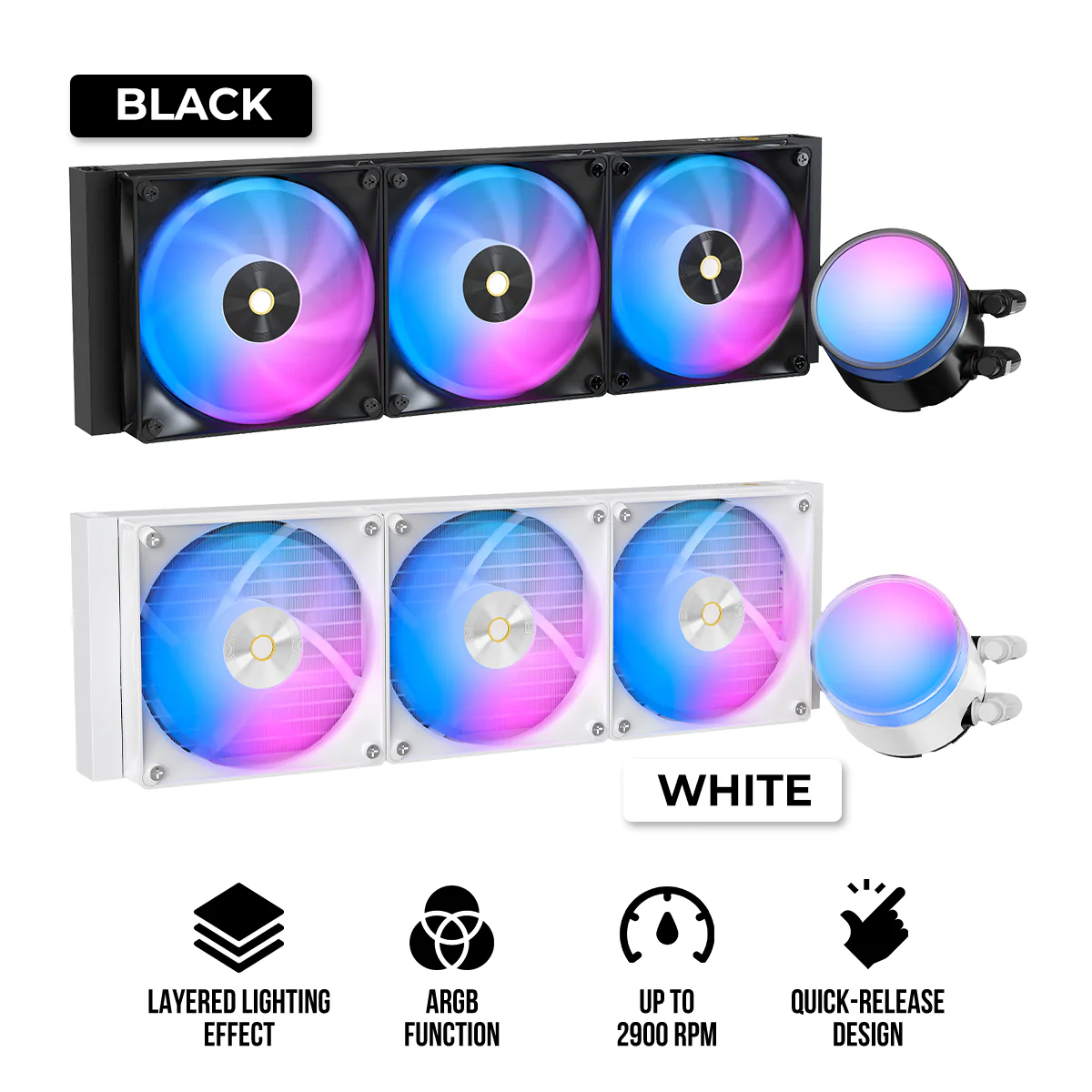 Ocypus Delta L36 ARGB V2 CPU Liquid Cooler (Black, White)