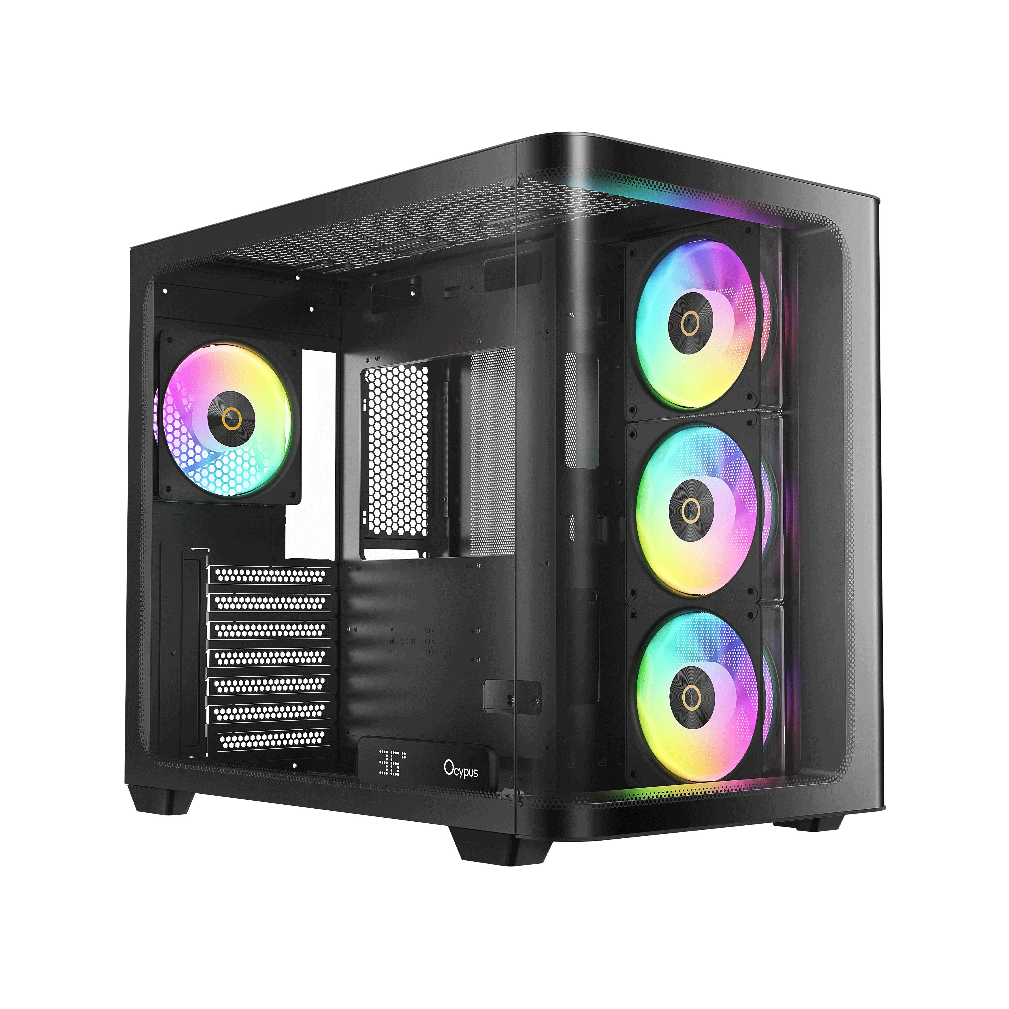 Ocypus Iota C70 Curve ARGB Digital Mid-Tower PC Case (Black, White) - Image 2