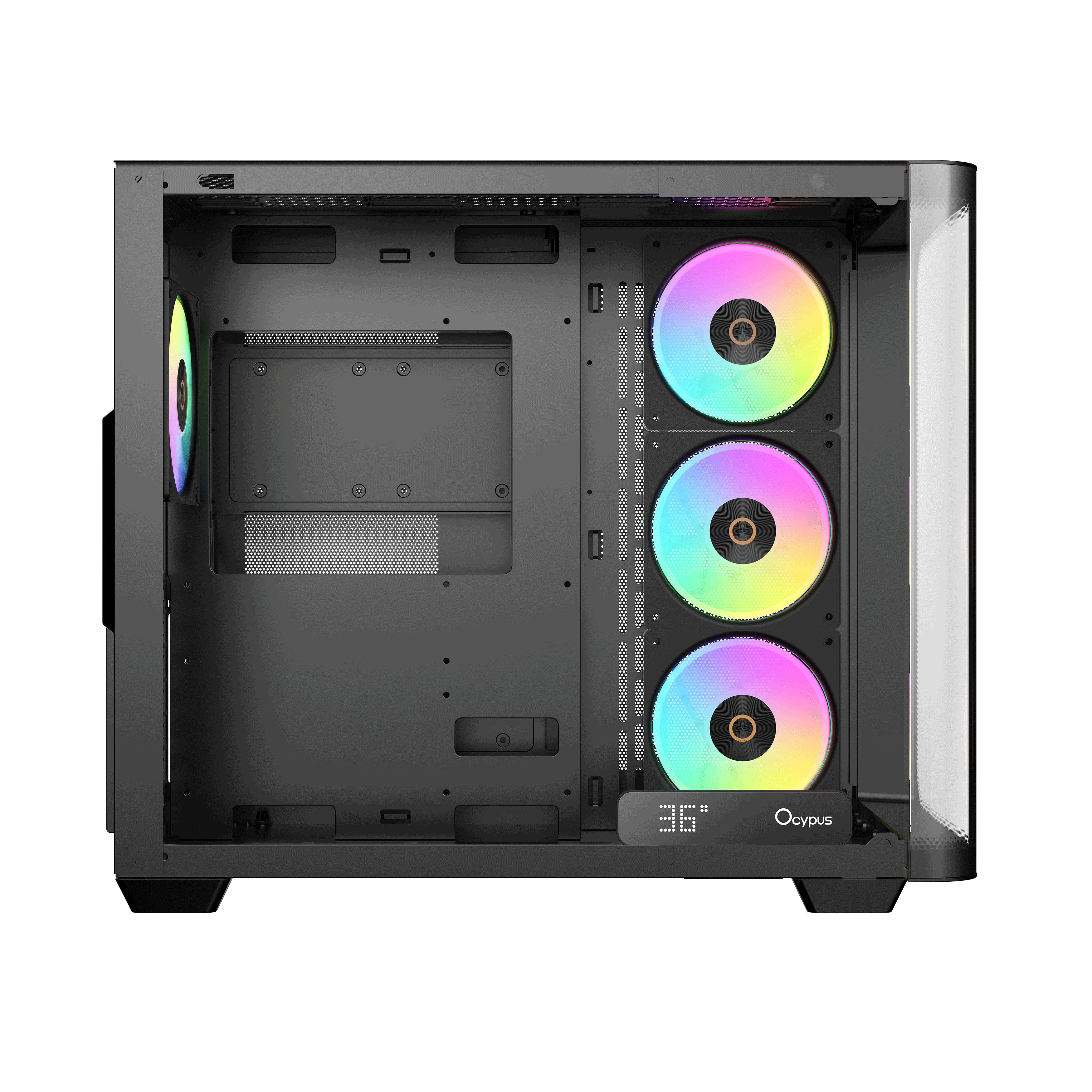 Ocypus Iota C70 Curve ARGB Digital Mid-Tower PC Case (Black, White) - Image 4