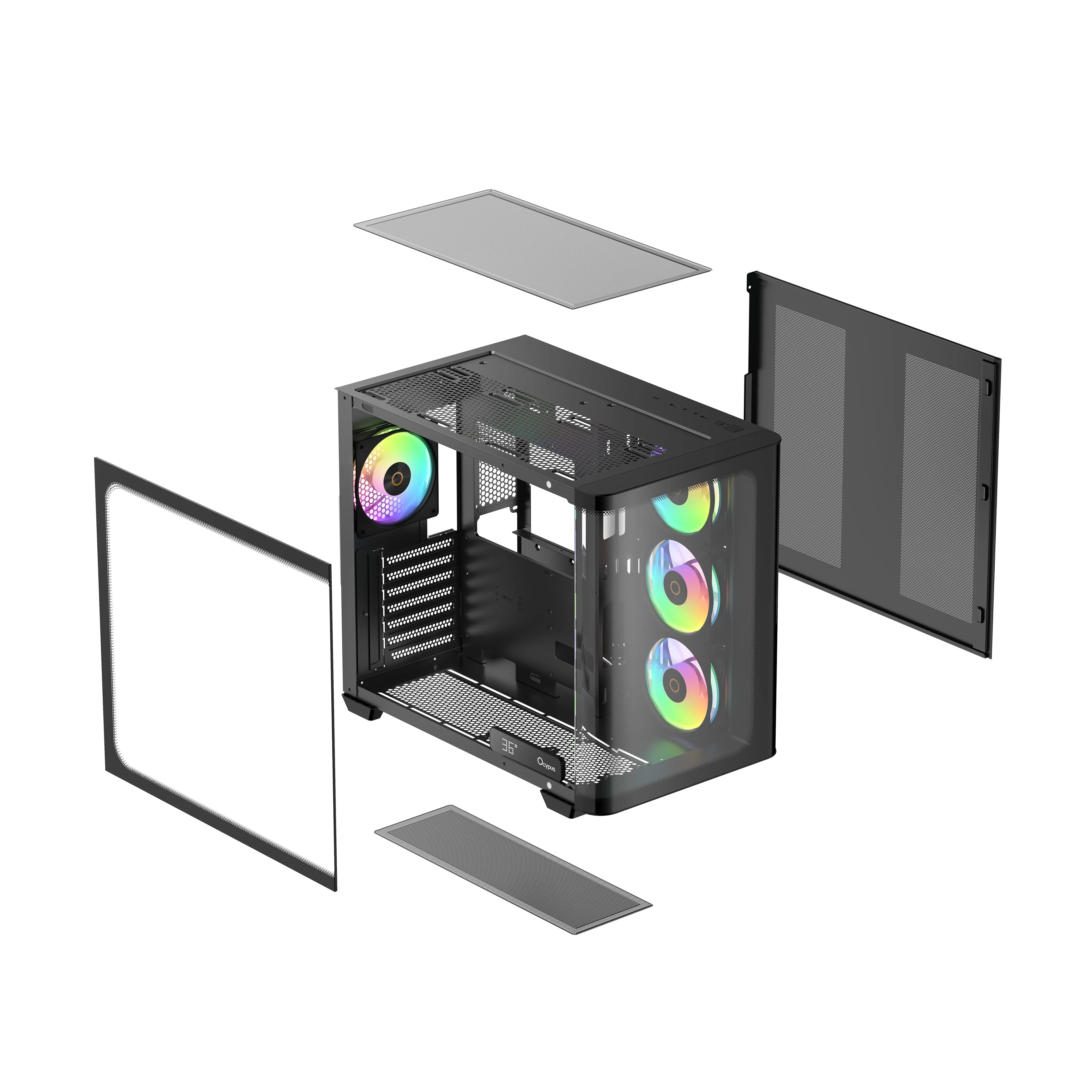 Ocypus Iota C70 Curve ARGB Digital Mid-Tower PC Case (Black, White) - Image 9