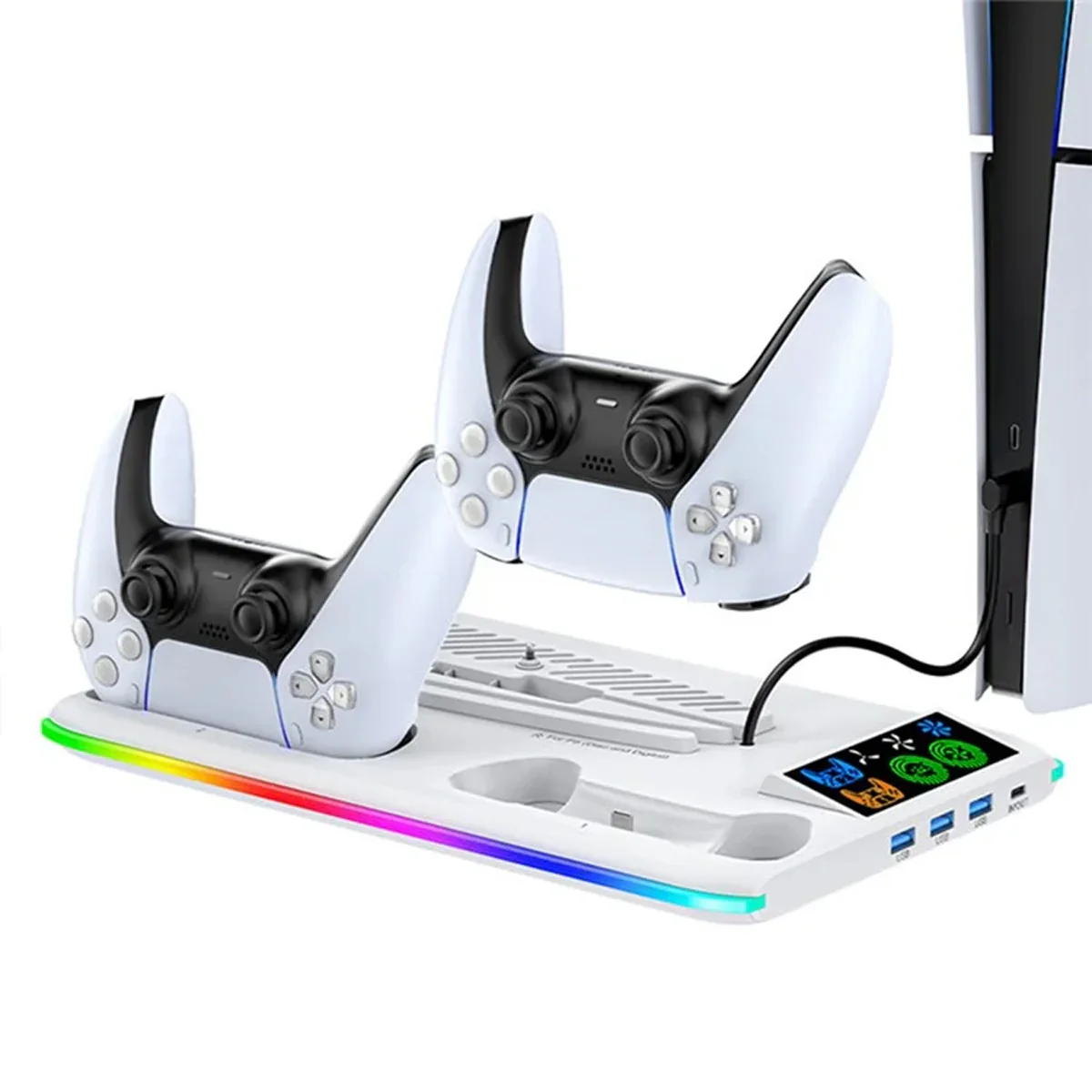 OIVO Cooling Stand with Controller Charger for PS5 / PS5 Slim (White) (IV-P5364X) - Image 6