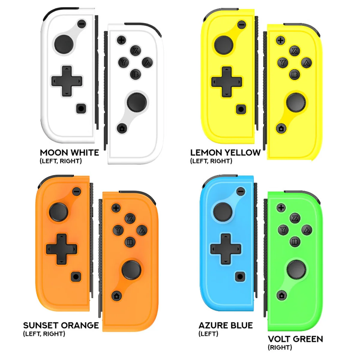 Omelet Gaming Mini JoyPad Glow in the Dark Controller (Moon White (Left), Moon White (Right), Lemon Yellow (Left), Lemon Yellow (Right), Sunset Orange (Left), Sunset Orange (Right), Azure Blue (Left), Volt Green (Right))