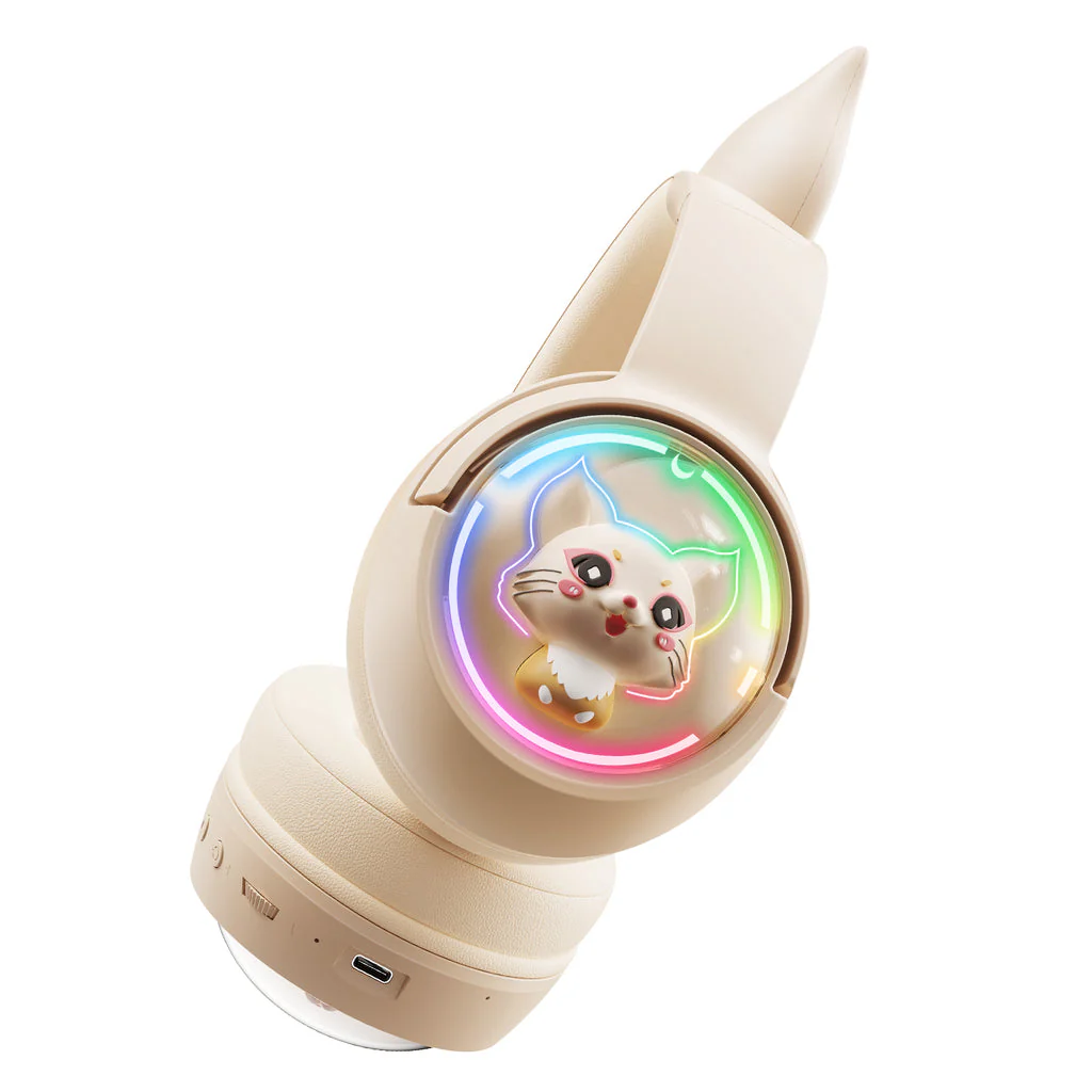 Onikuma B5 RGB Cat Ear Wireless Gaming Headset (White/Blue, Off-White, Pink) - Image 12