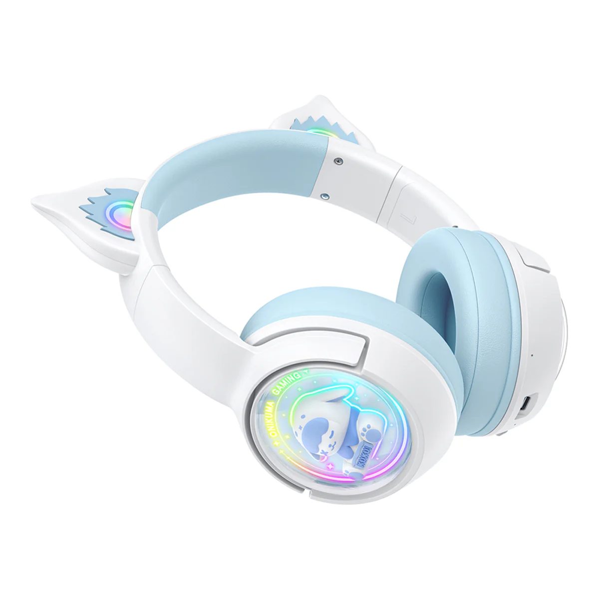 Onikuma B5 RGB Cat Ear Wireless Gaming Headset (White/Blue, Off-White, Pink) - Image 6