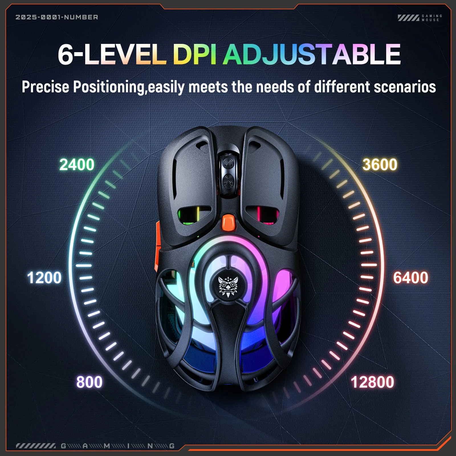 Onikuma DM02 Tri-Mode RGB Wireless Gaming Mouse (Black, Grey) - Image 7