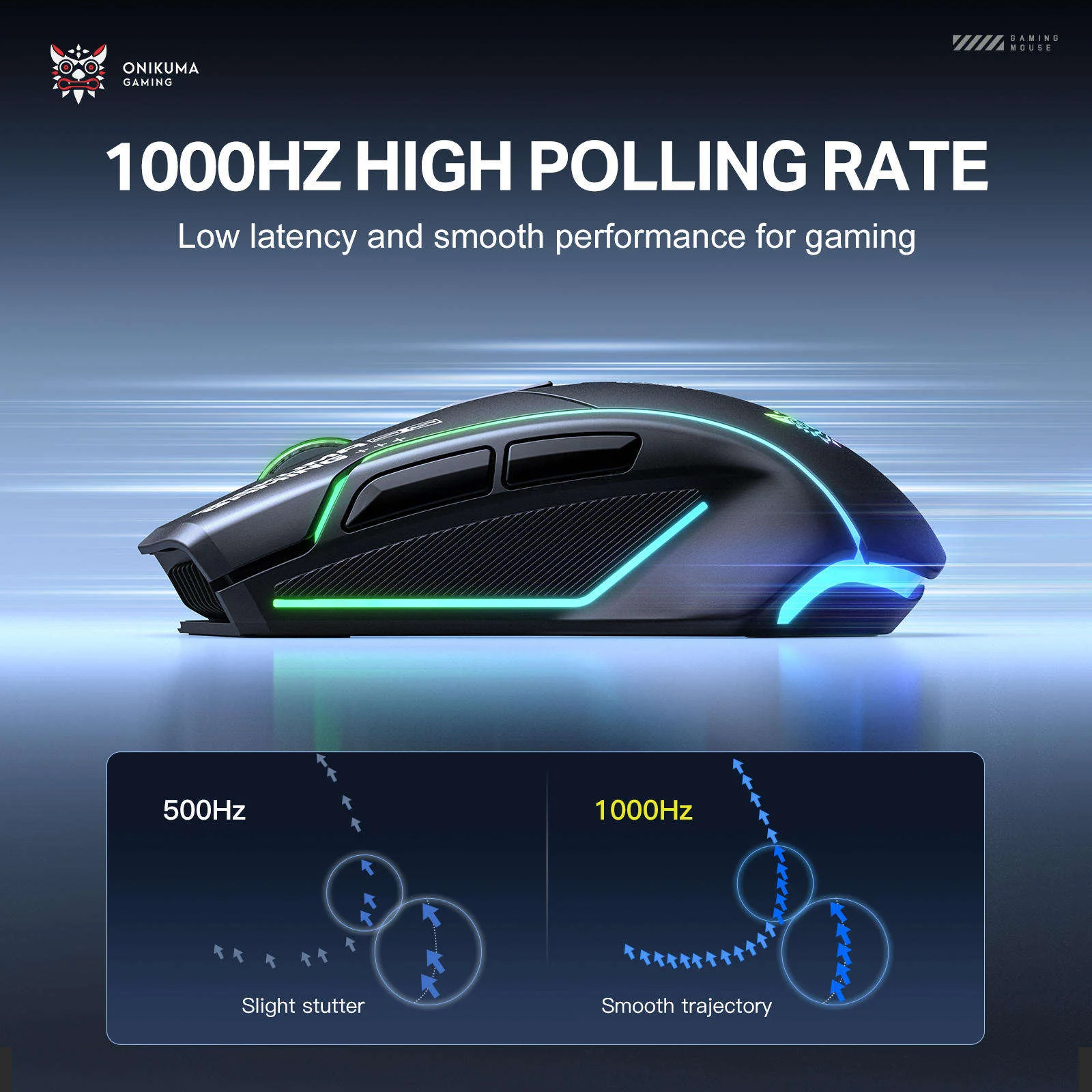Onikuma DM06 Tri-Mode RGB Wireless Gaming Mouse (Black) - Image 6