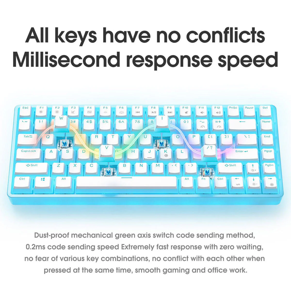 Onikuma G30 84-Key RGB Mechanical Keyboard (White) (Red Axis Switch, Cyan Axis Switch) - Image 11