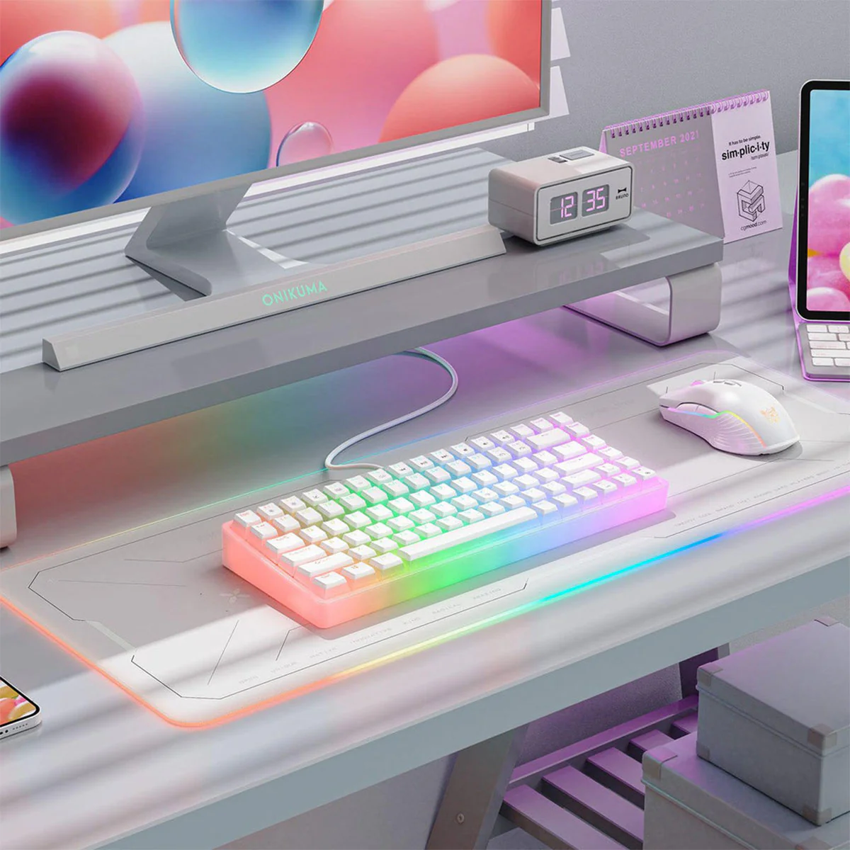 Onikuma G30 84-Key RGB Mechanical Keyboard (White) (Red Axis Switch, Cyan Axis Switch) - Image 12